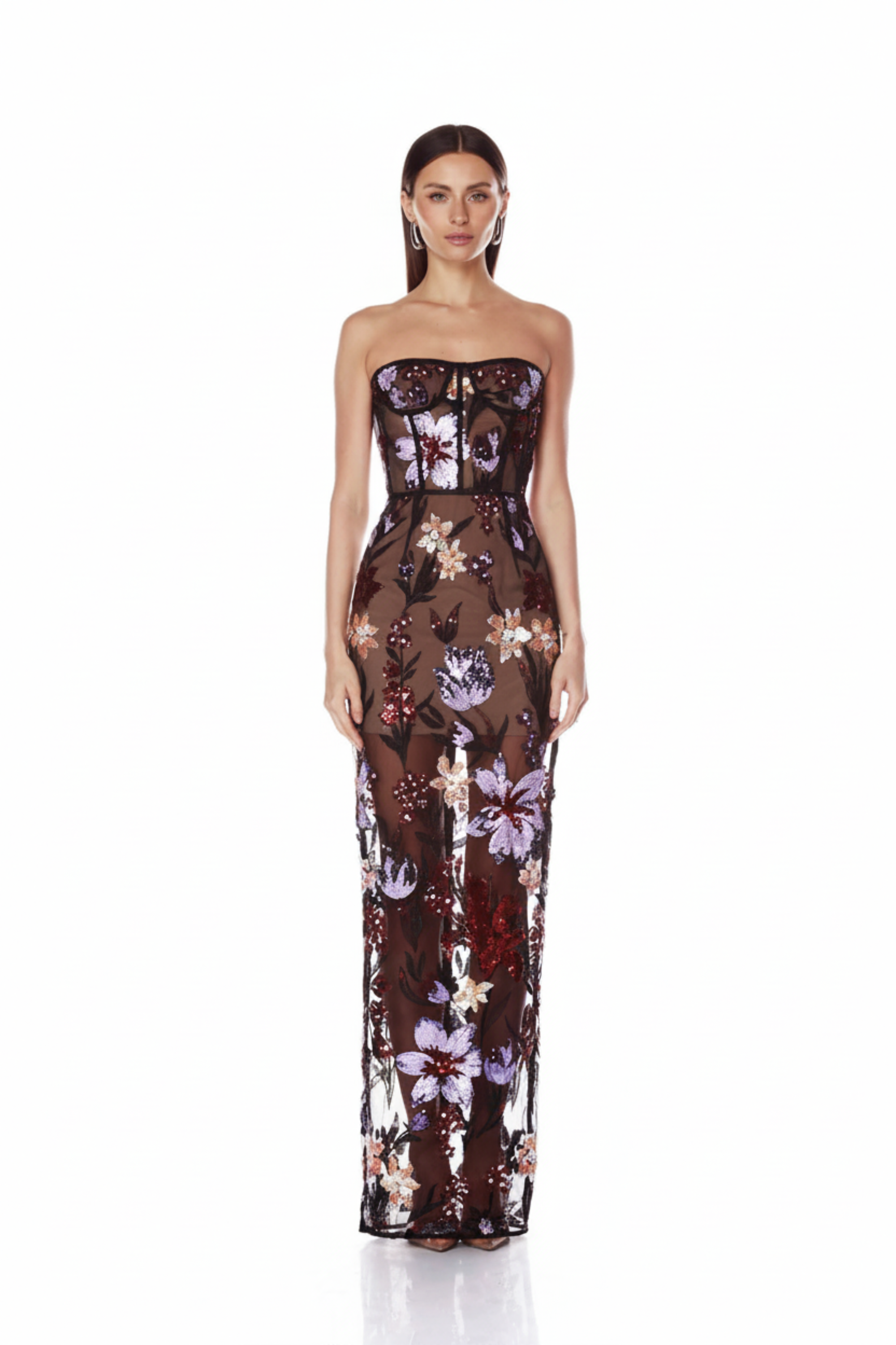 purple strapless maxi dress Dahlia Multi structured linen dress May be worn with Floral jacquard cocktail dress color:MED BLUE