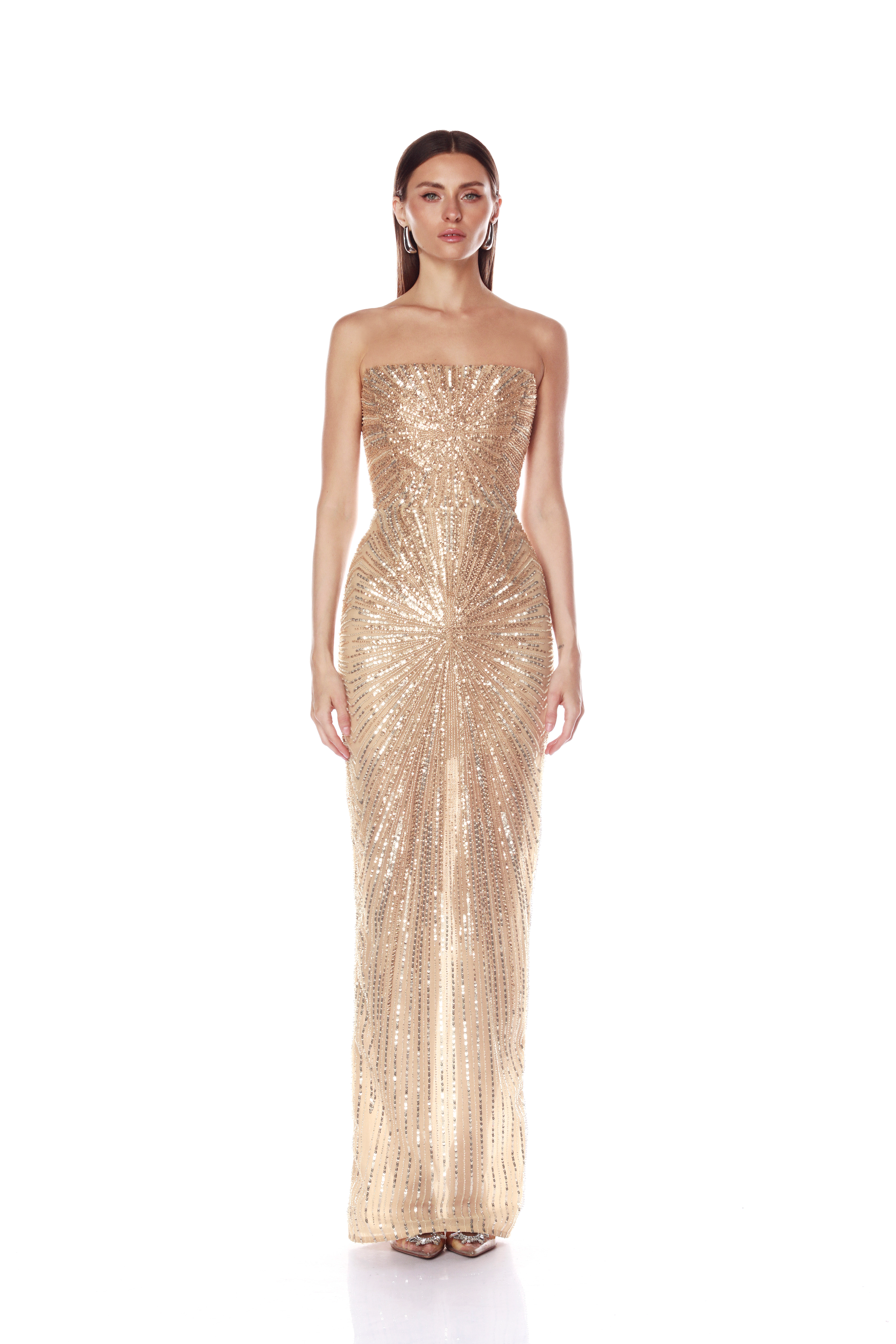 gold strapless maxi dress Dahlia Champagne TWP Linen Maxi Shirtdress More colors Size:Pre-order 8XL party trousers