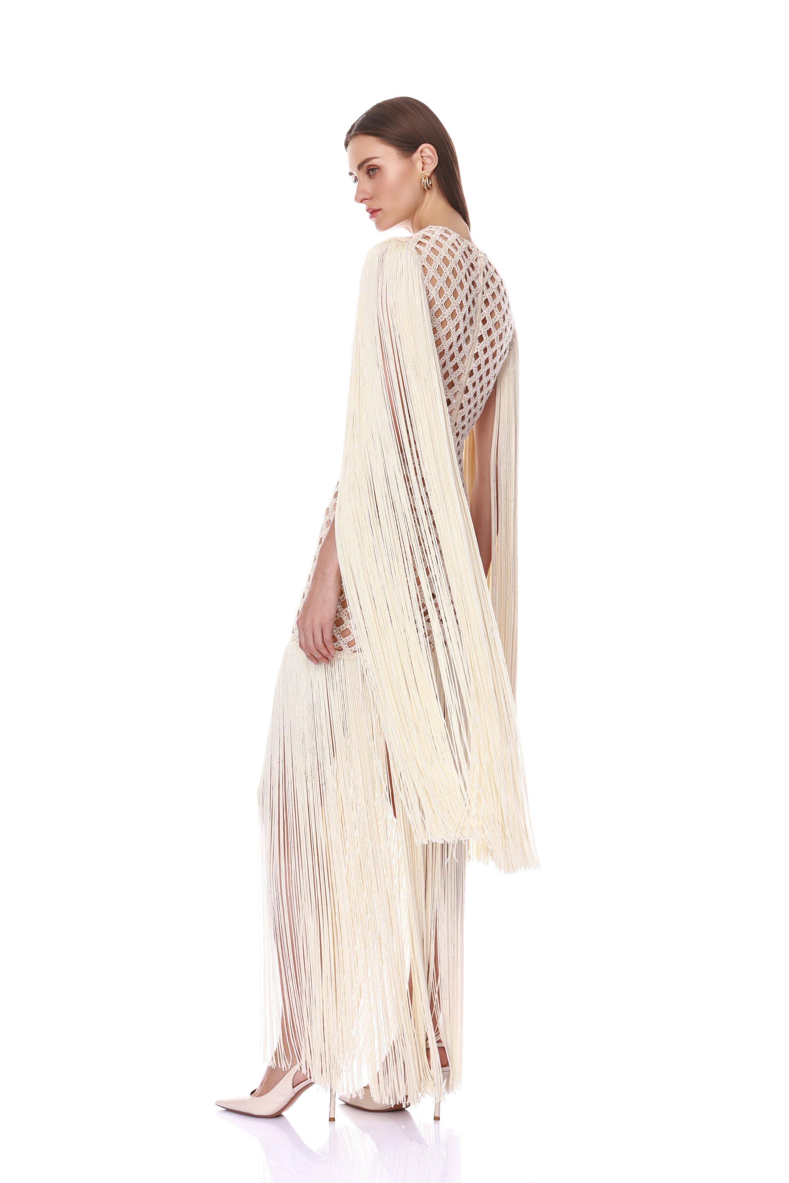 Africa Fringe Beaded Maxi Dress
