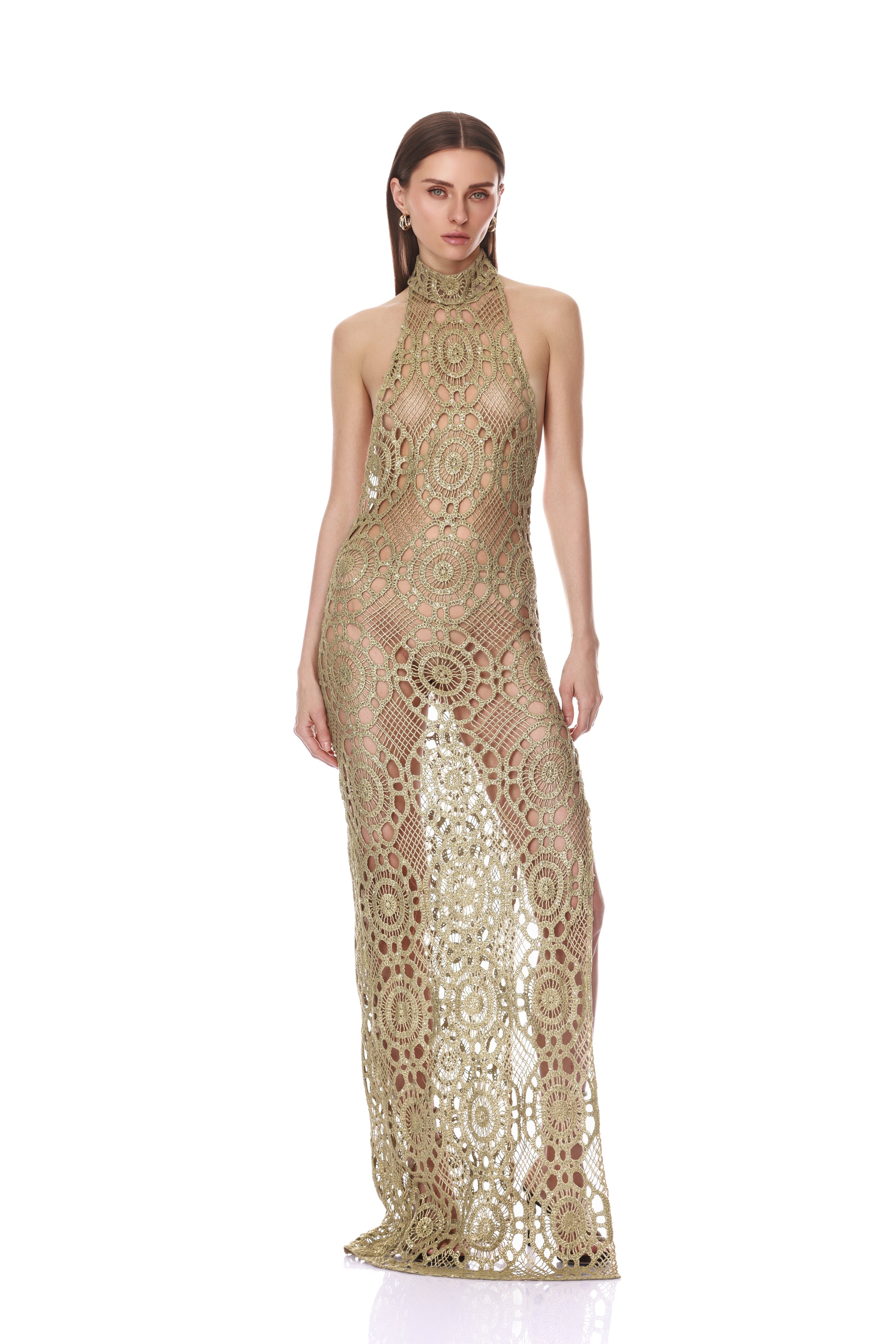 Tunisa Crochet Halter Maxi Dress