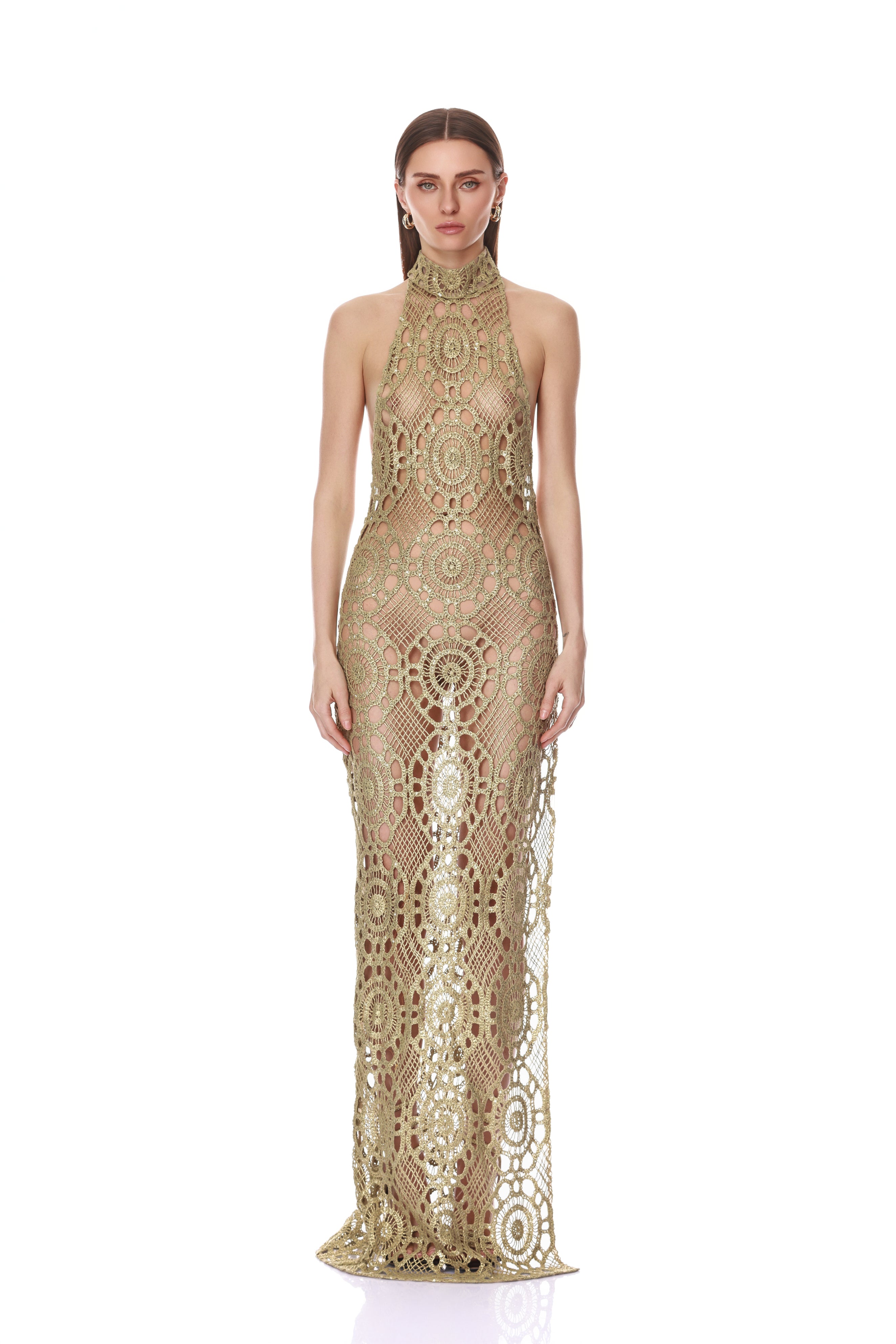 Tunisa Crochet Halter Maxi Dress - XS