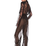 Look 5: Long Sleeve Sheer Blouse with Tie + Organza Pant