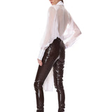 Look 5: Long Sleeve Sheer Blouse with Tie + Organza Pant