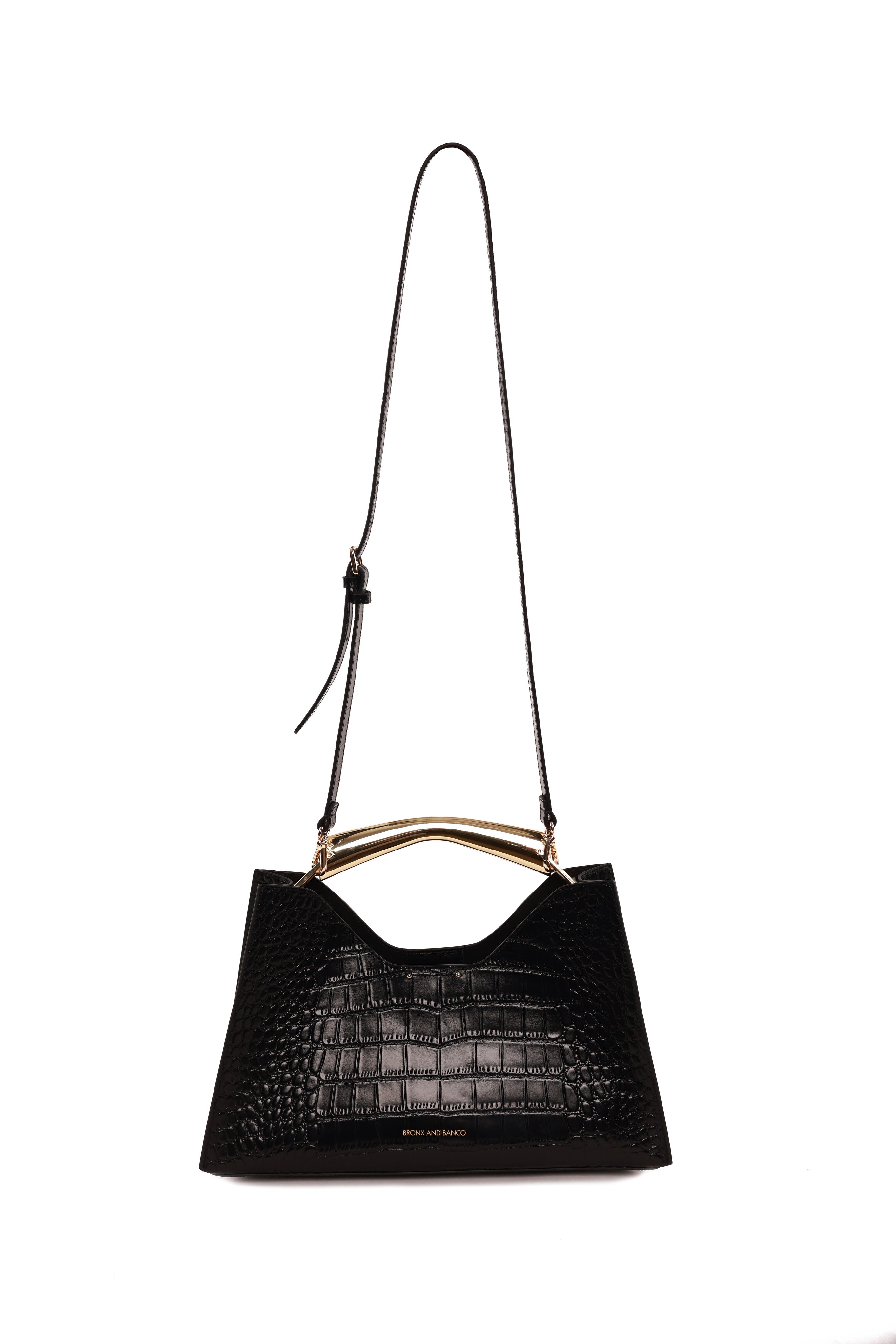 Leather Croc Embossed Poline Midi Bag