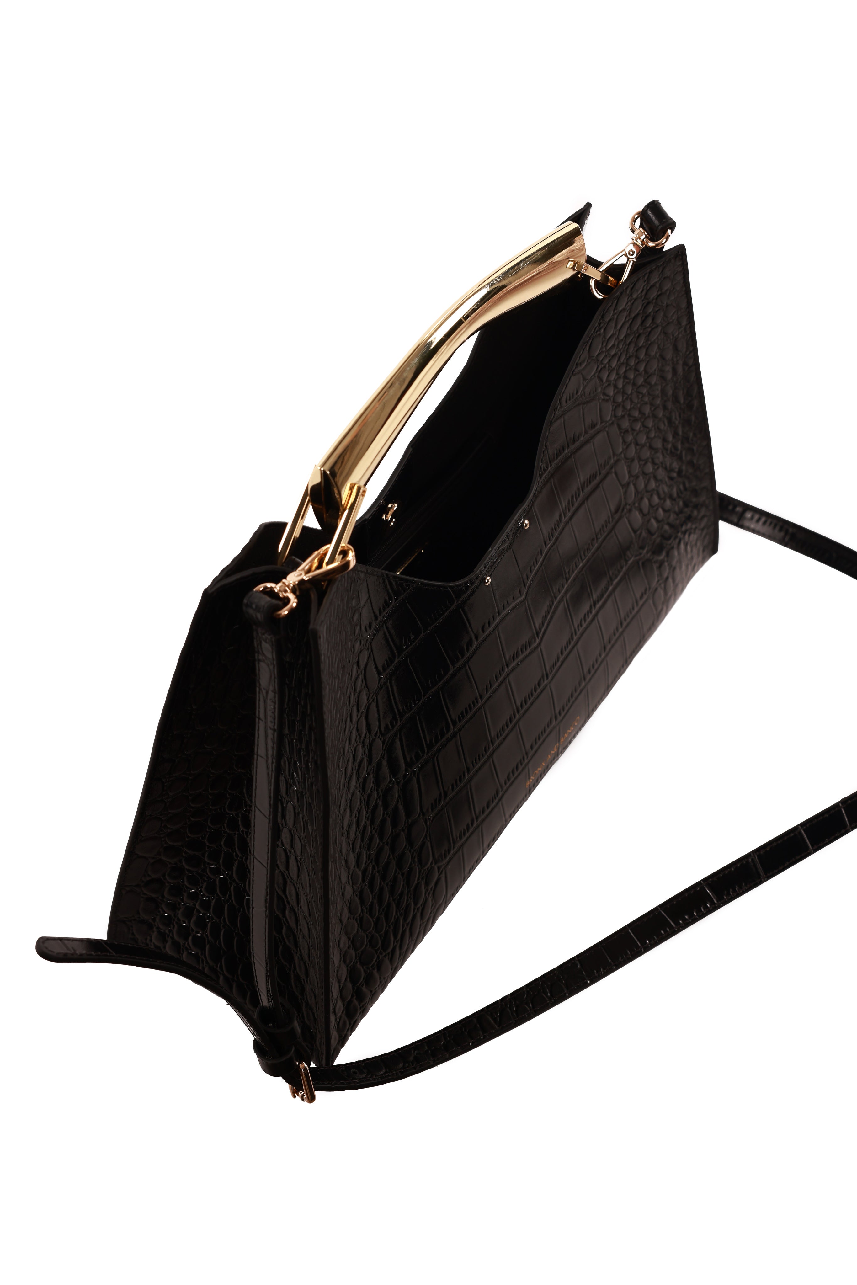Leather Croc Embossed Poline Midi Bag