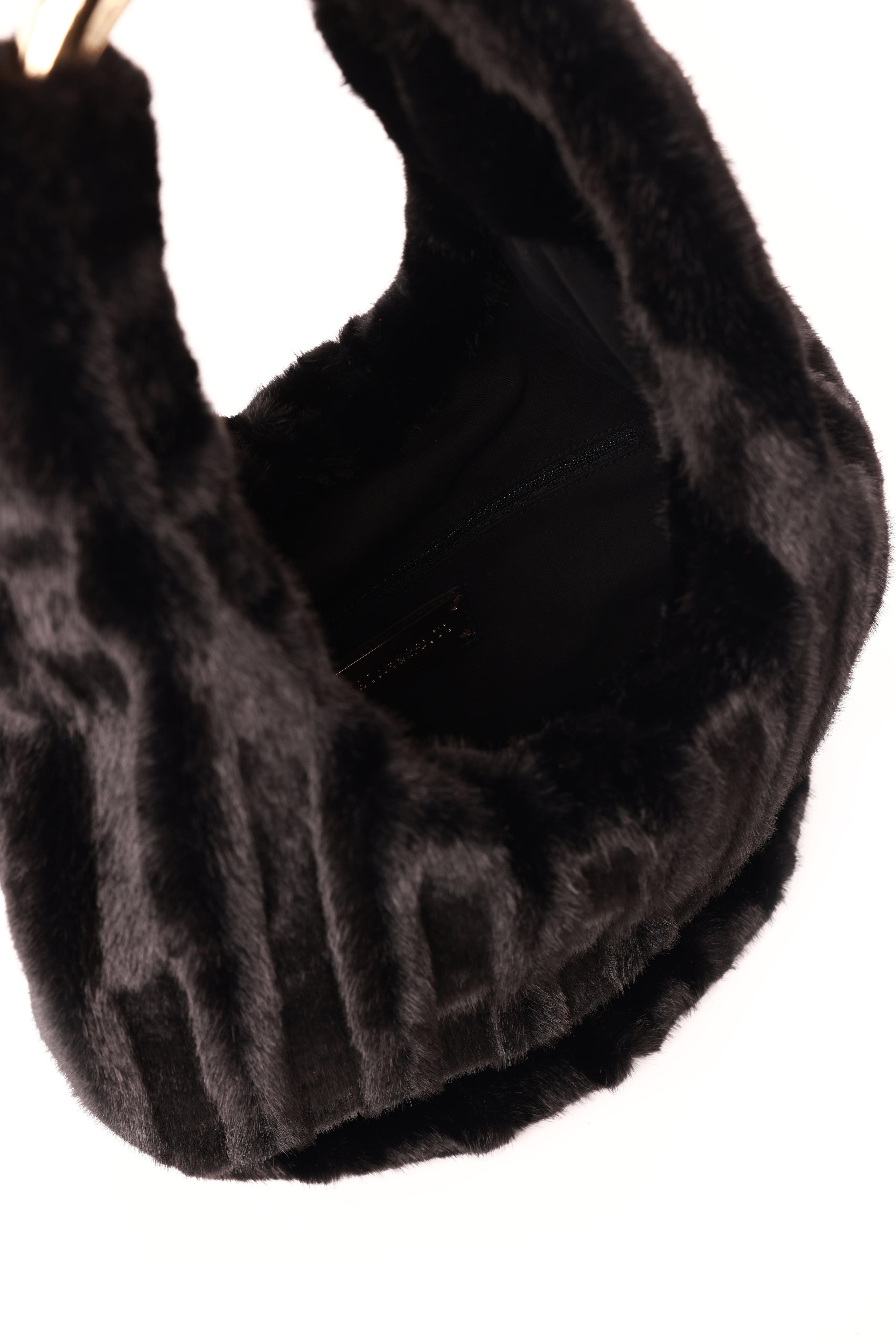 Faux Fur Oval Shoulder Bag