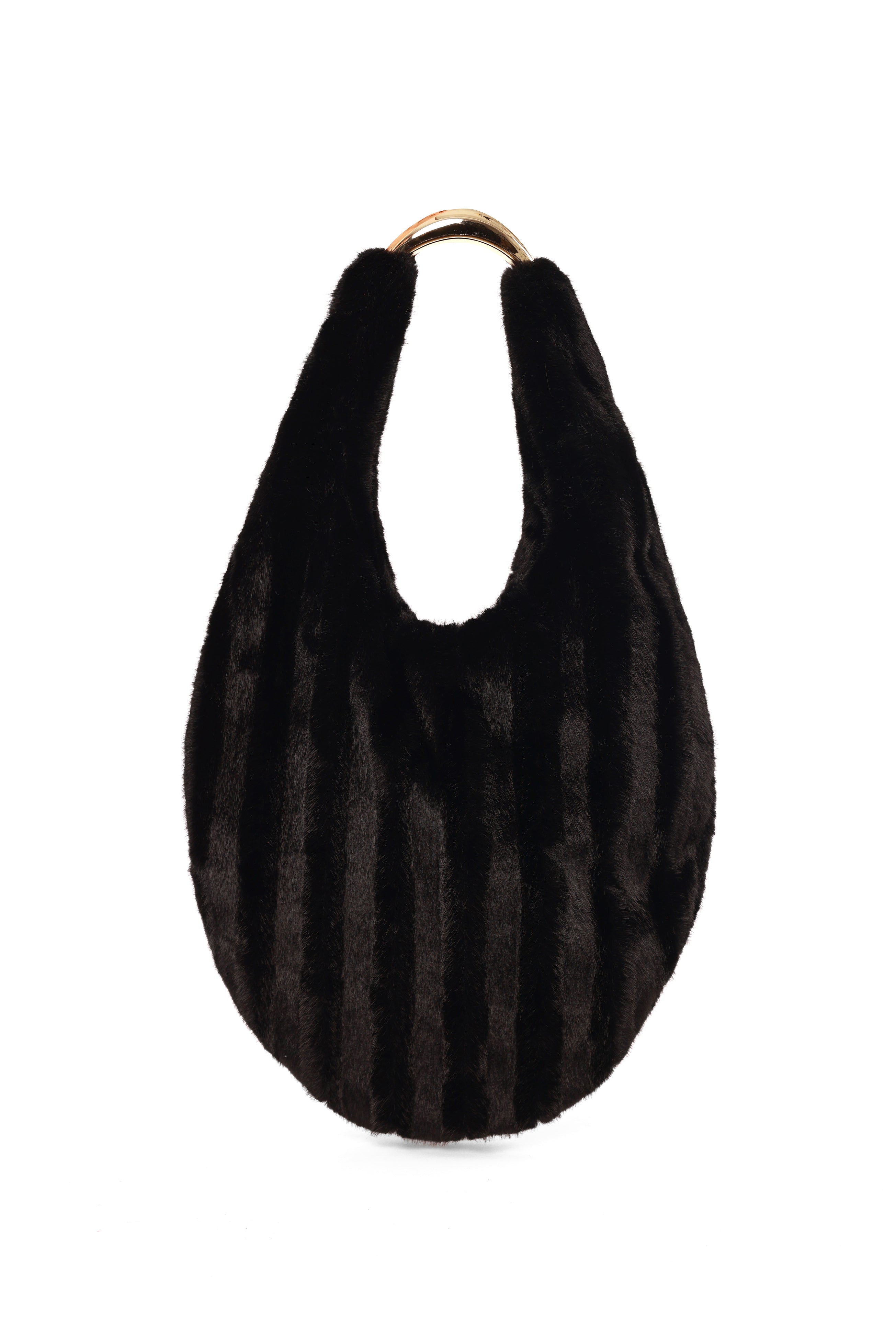 Faux Fur Oval Shoulder Bag