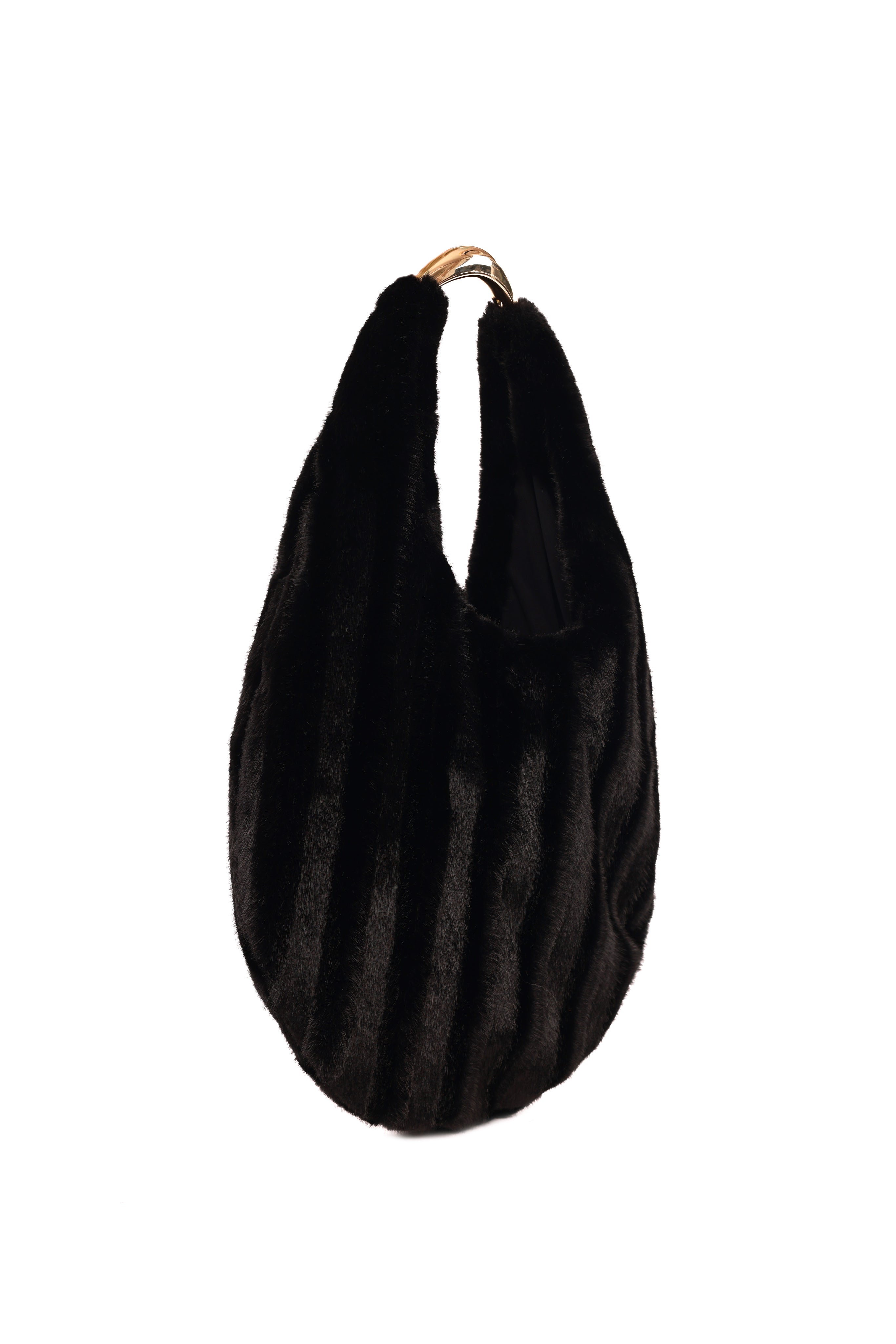 Faux Fur Oval Shoulder Bag