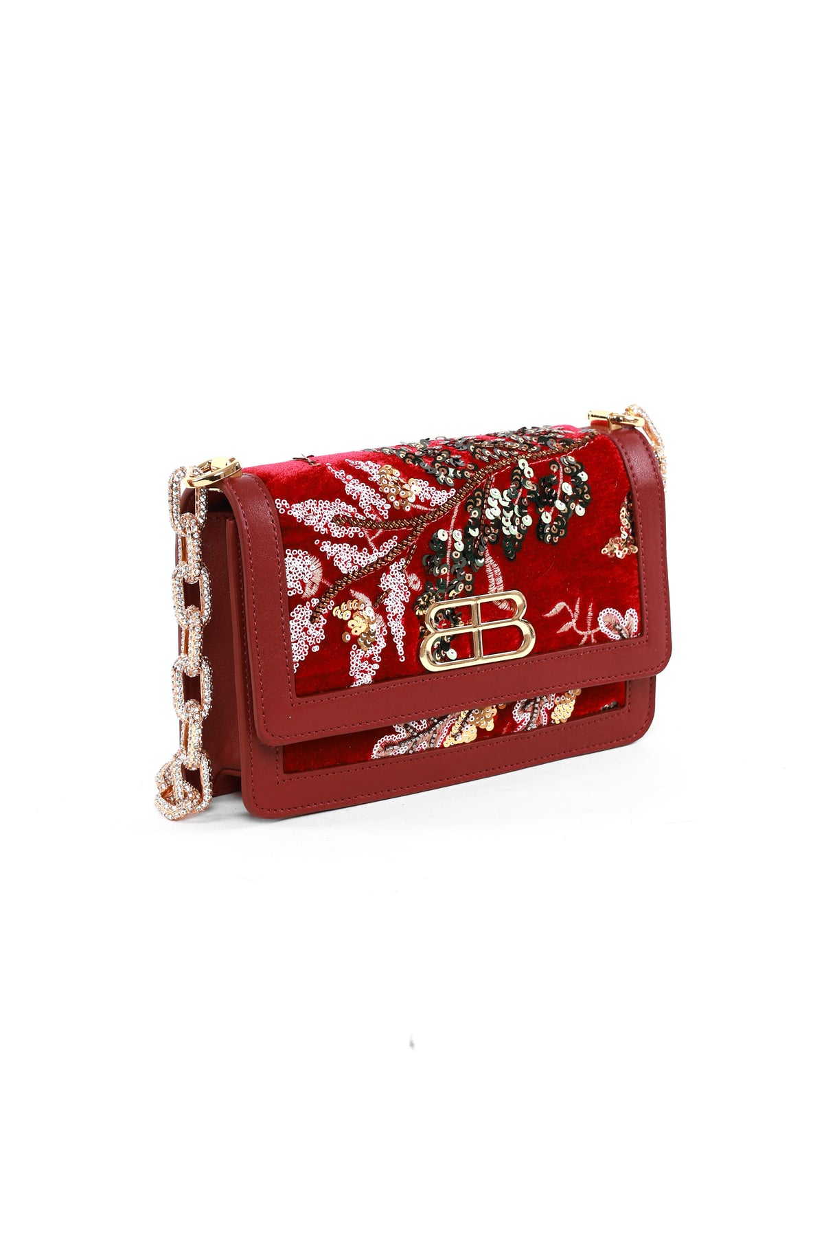 Velvet Embroidered Crossbody Bag Side
