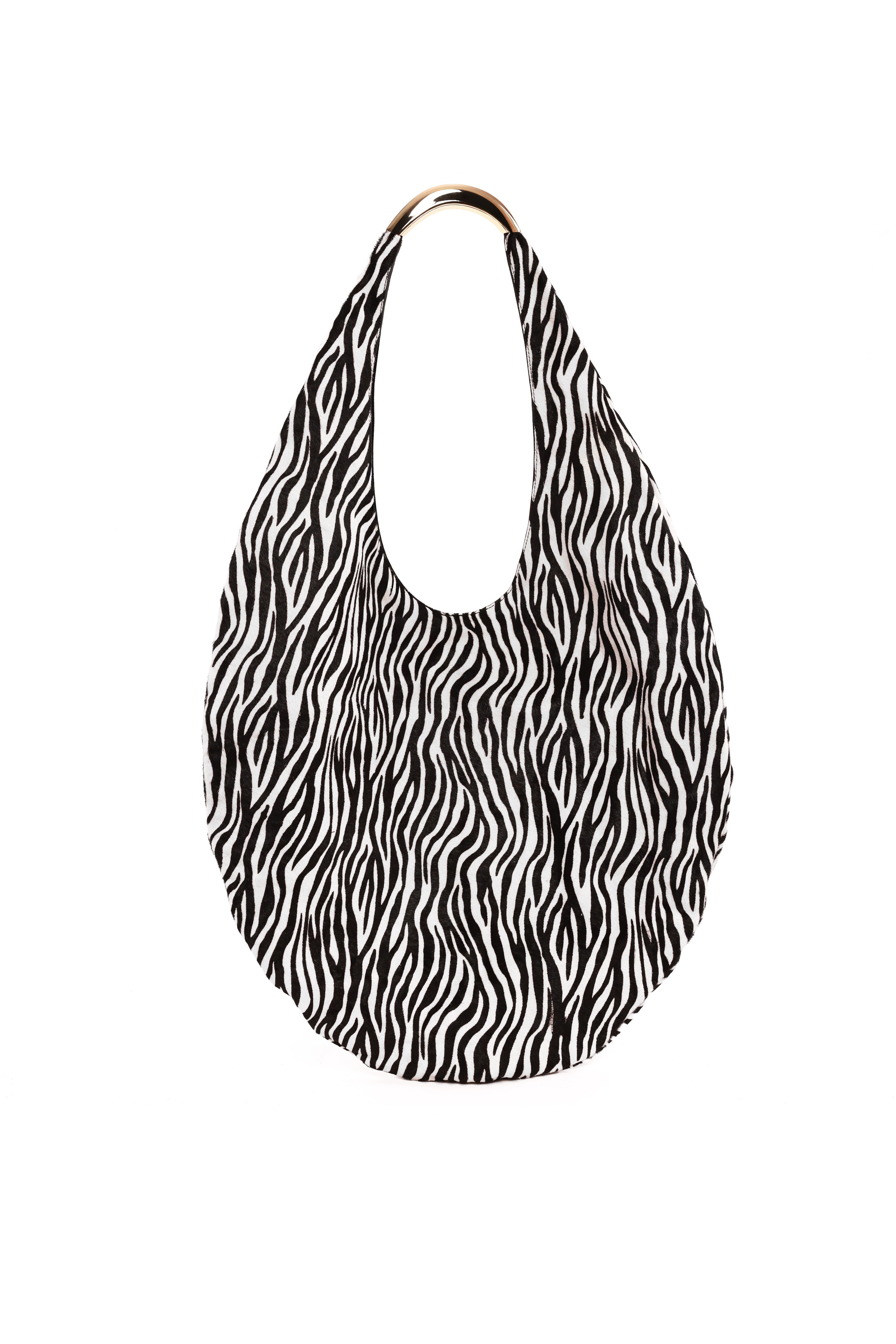 Faux Pony Hair Oval Shoulder Bag