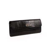 Leather Croc Embossed Envelope Clutch