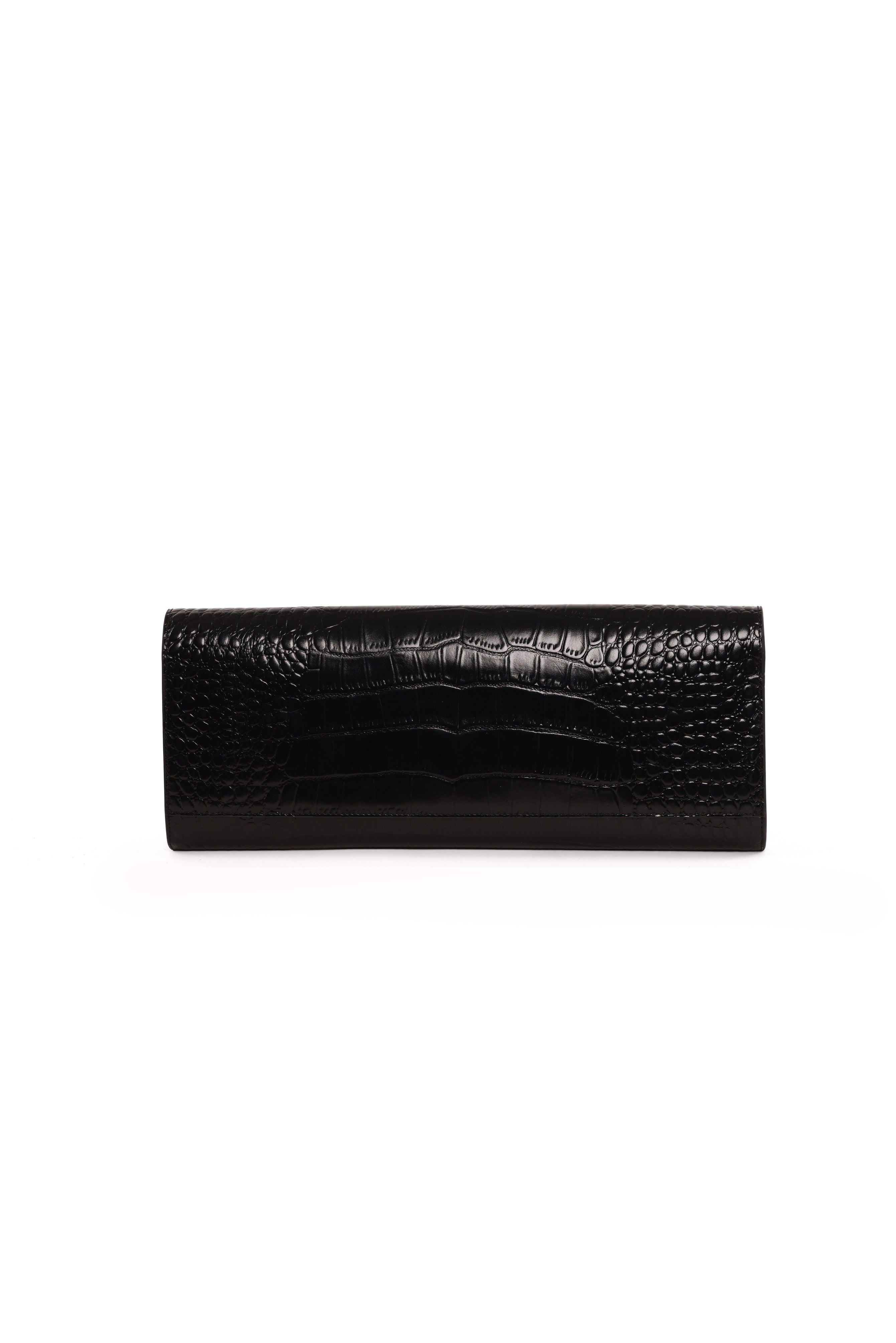 Leather Croc Embossed Envelope Clutch