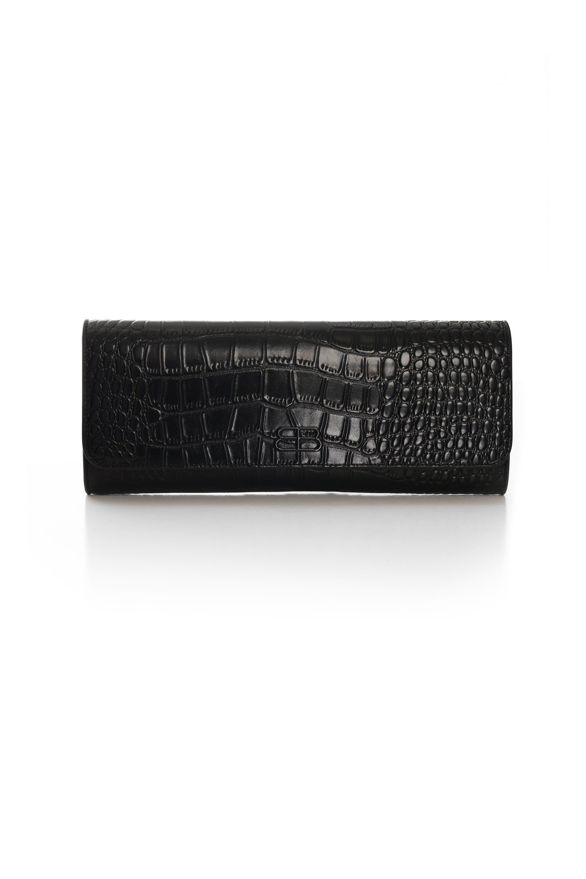 Leather Croc Embossed Envelope Clutch