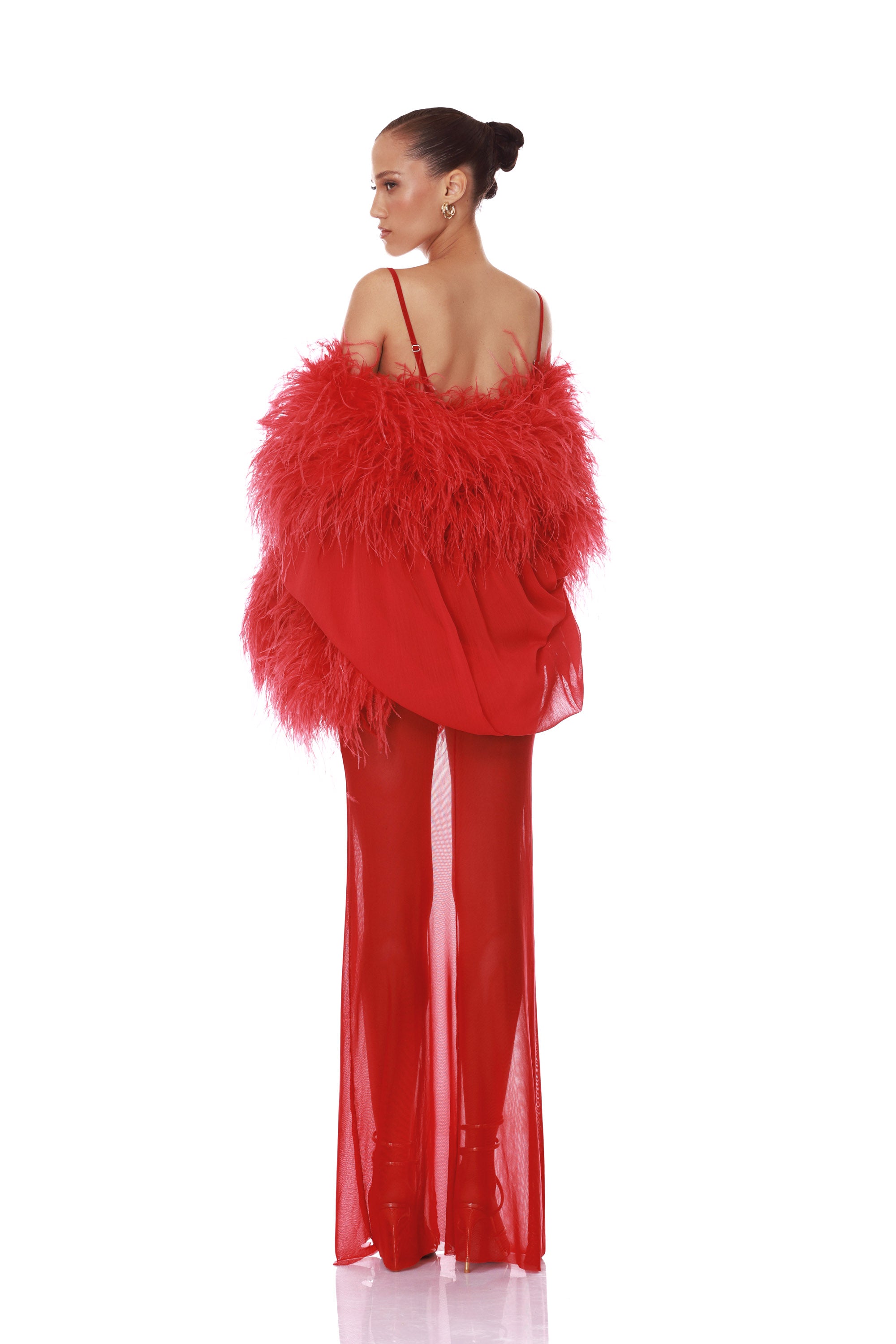 Marlowe Ruby Feather Bomber Jacket