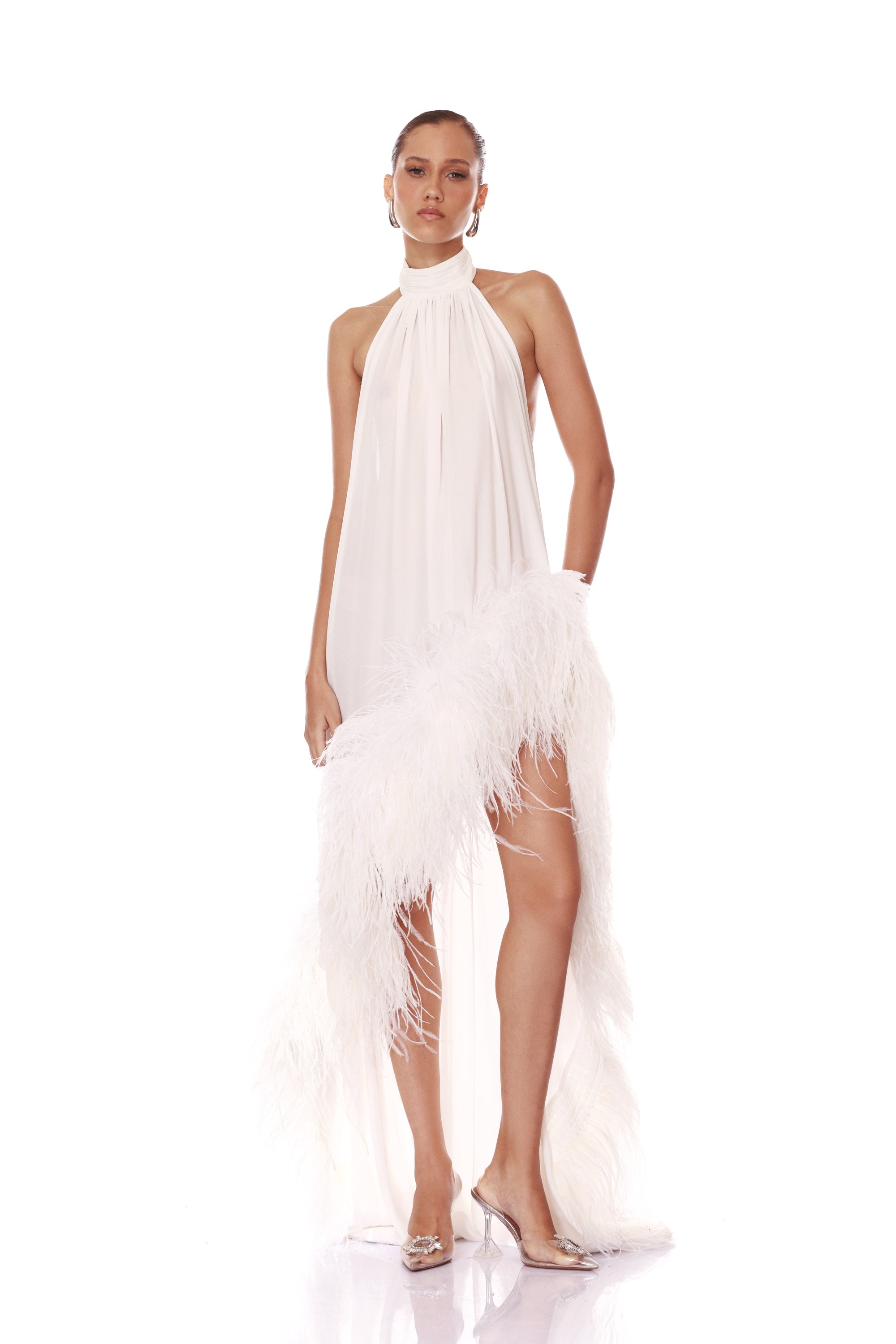 Madeline White Halterneck Gown M