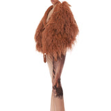 Marlowe Brown Feather Bomber Jacket