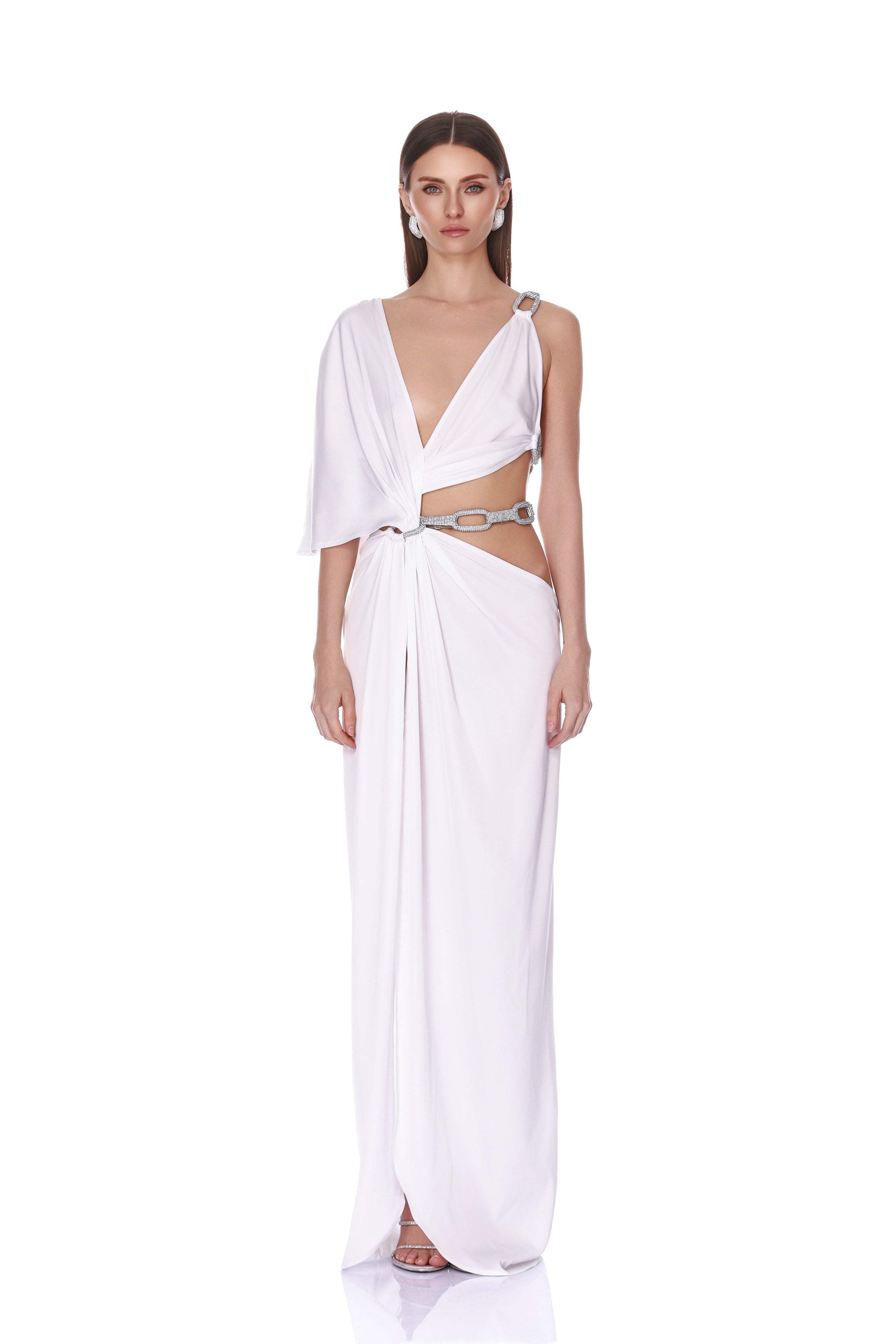 Morocco Blanc Asymmetrical Diamond Gown