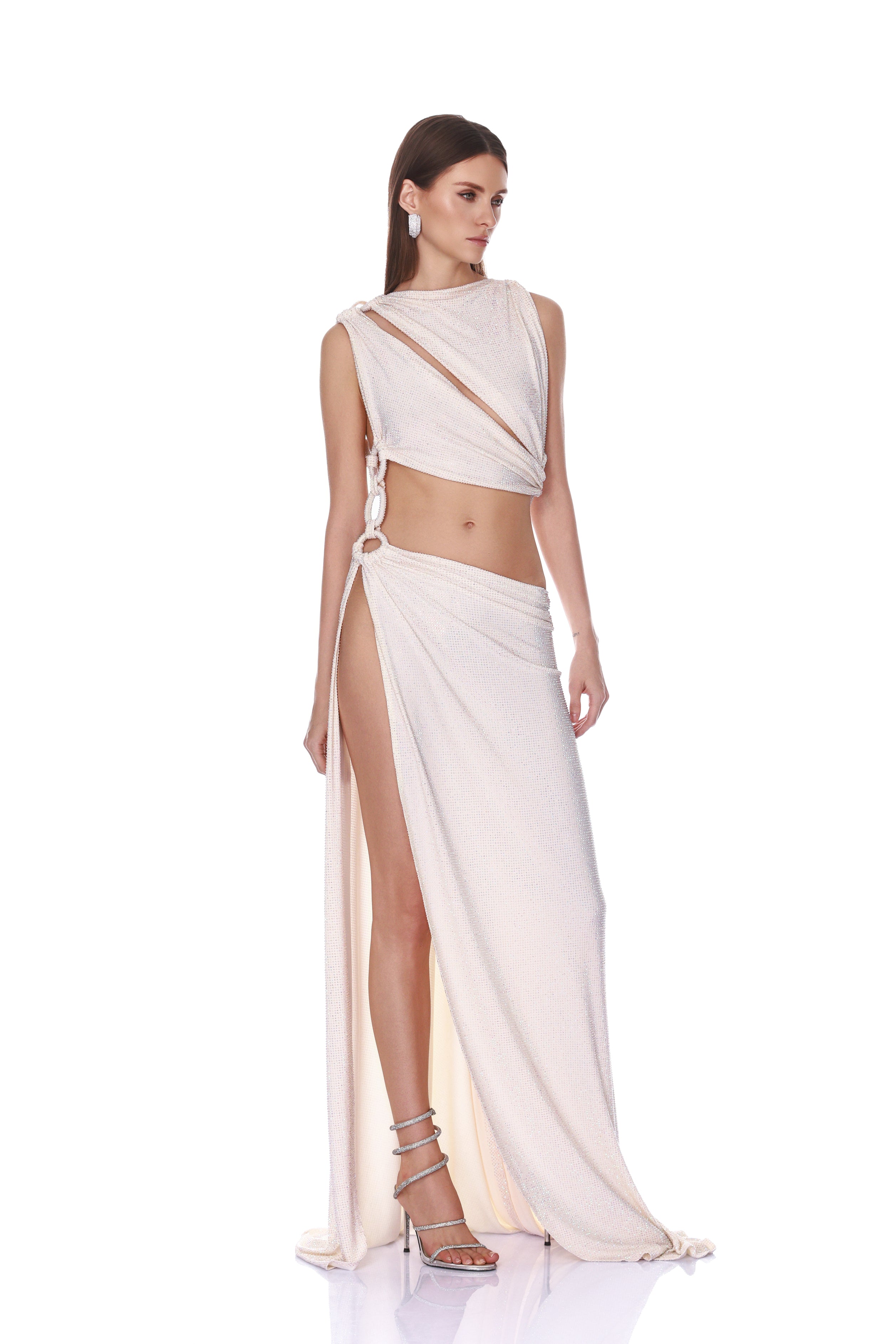 Morocco Sleeveless Cutout Diamond Gown