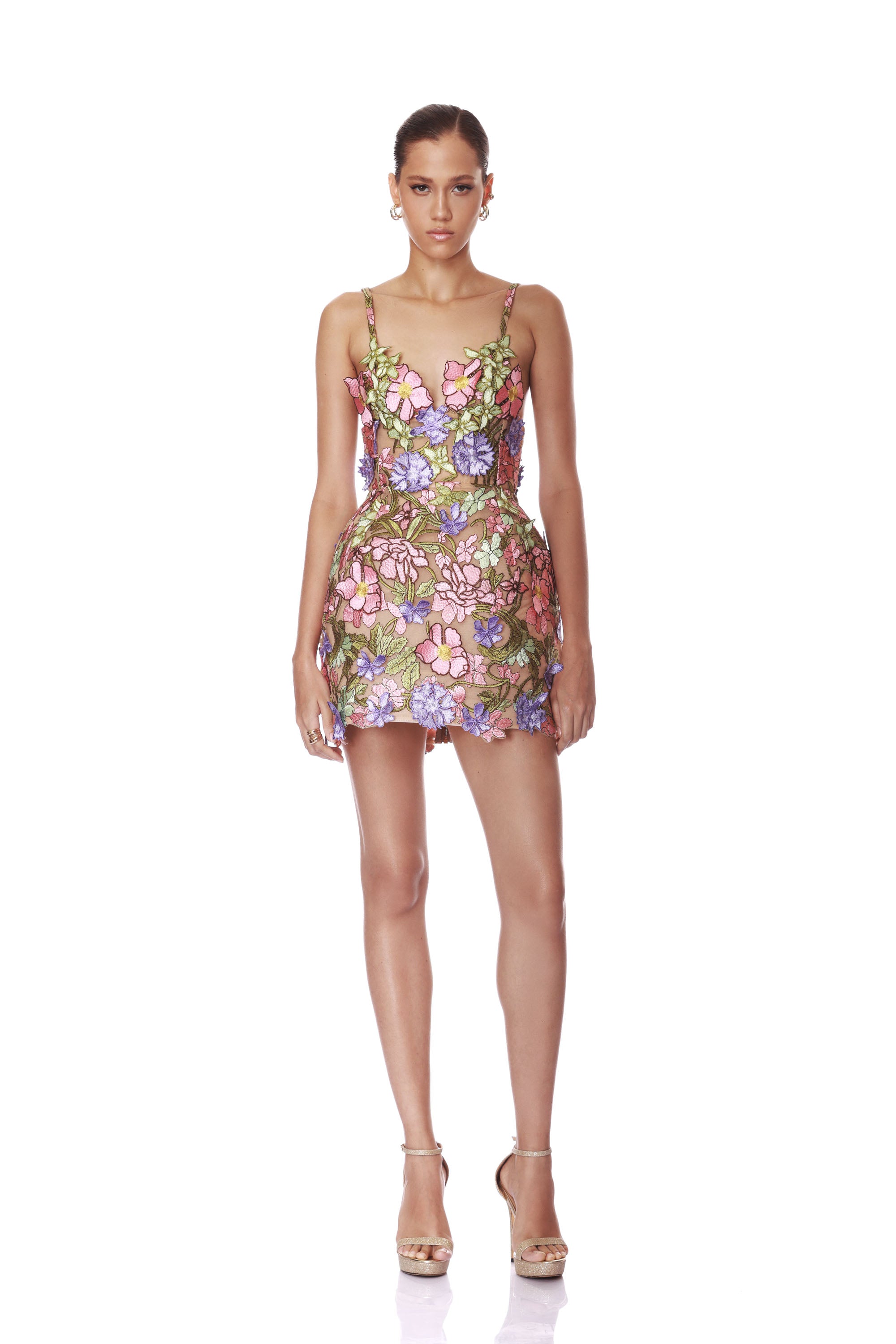 Iris Floral Aria Pink Purple Multi Mini Dress
