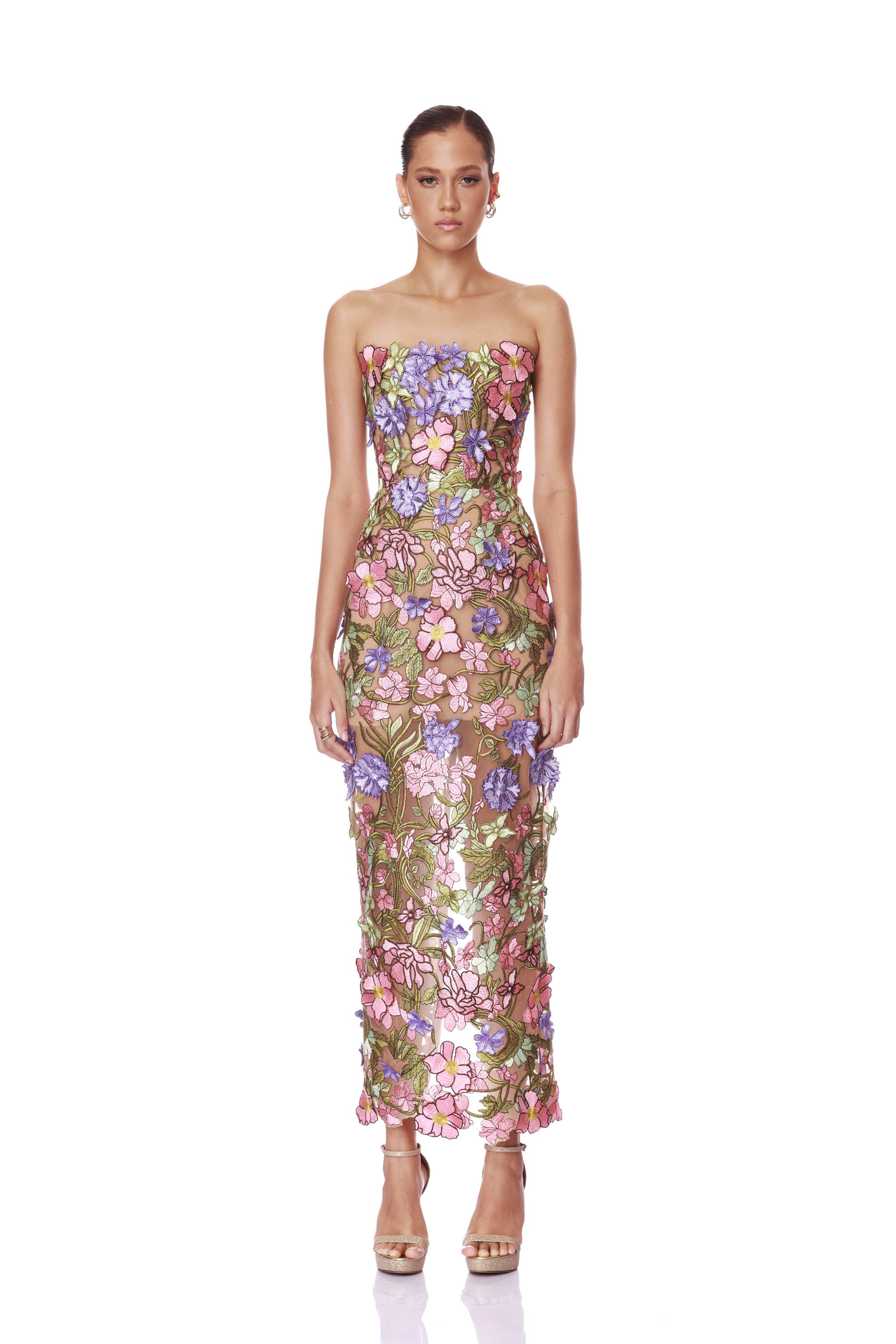 Iris Floral Maraya Strapless Ankle Dress