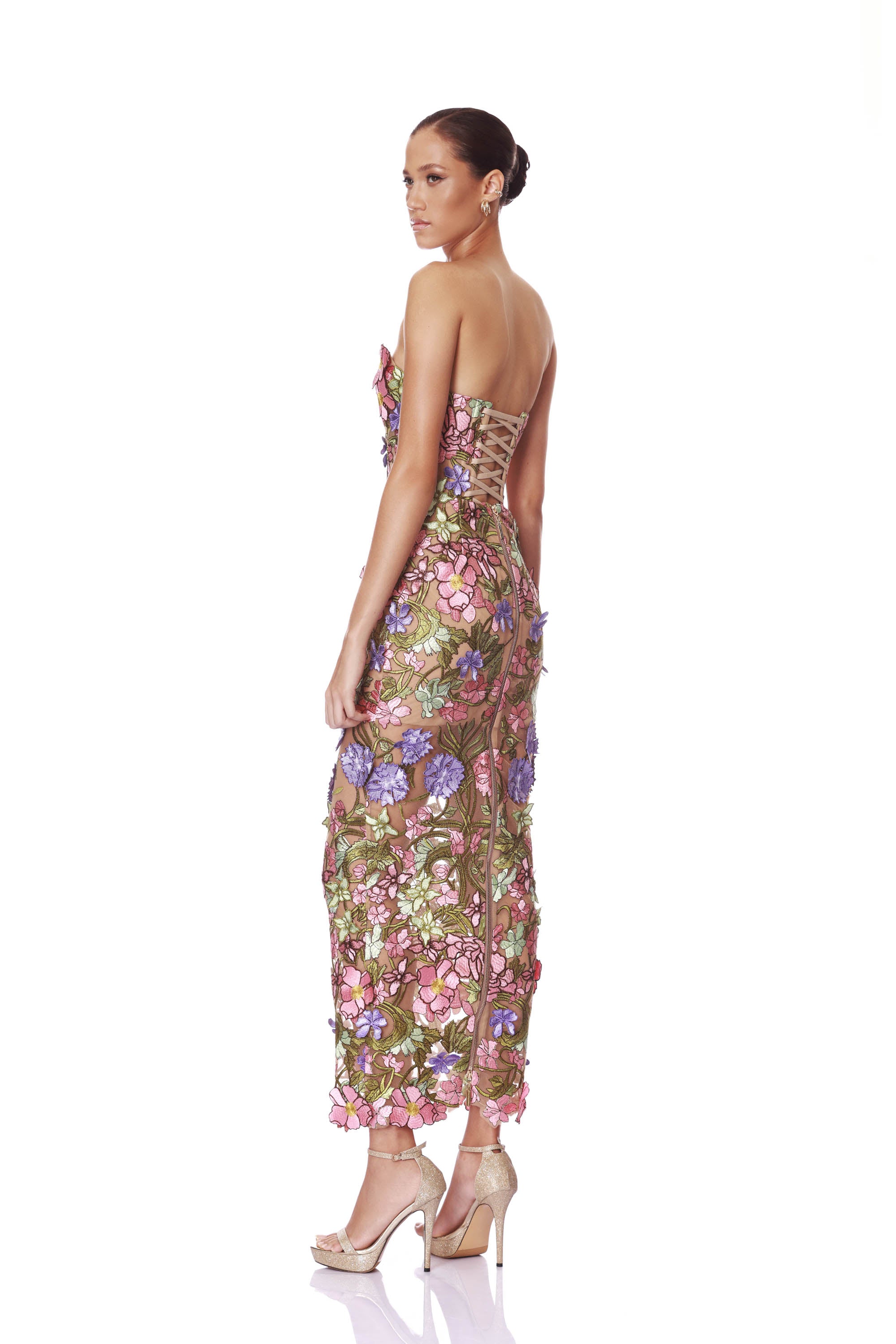 Iris Floral Maraya Strapless Ankle Dress
