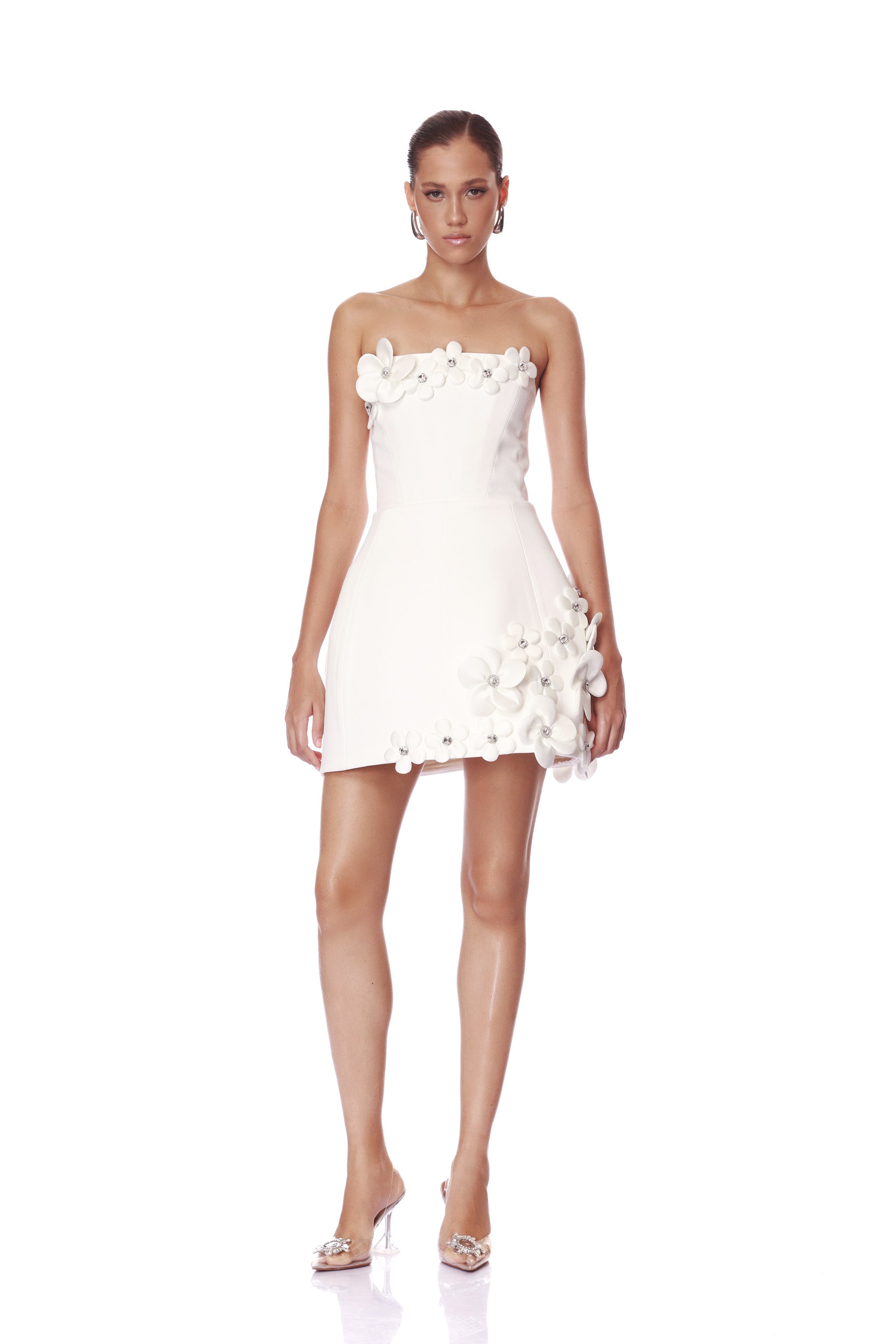 Estelle Strapless White Mini Dress