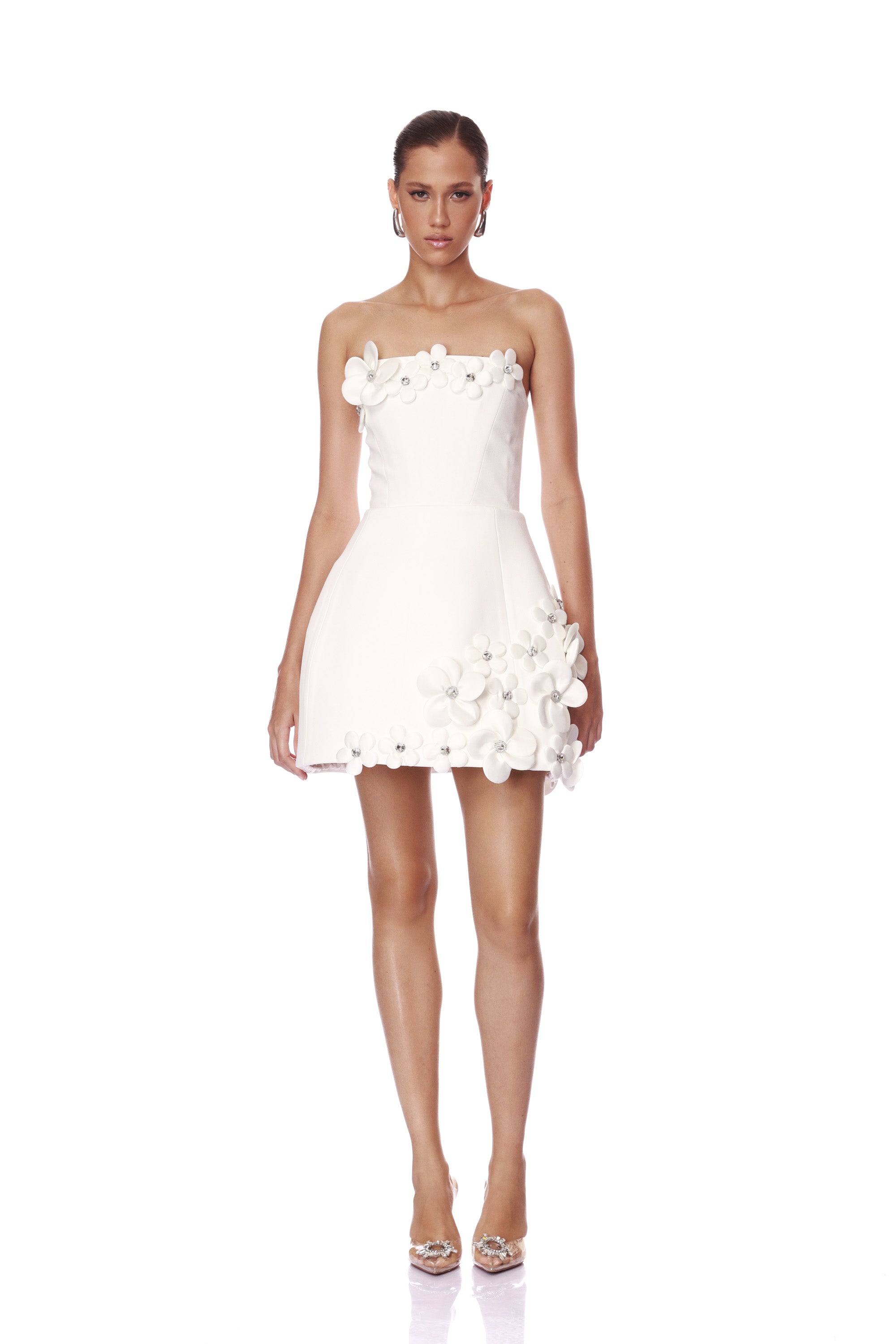 Estelle Strapless White Mini Dress