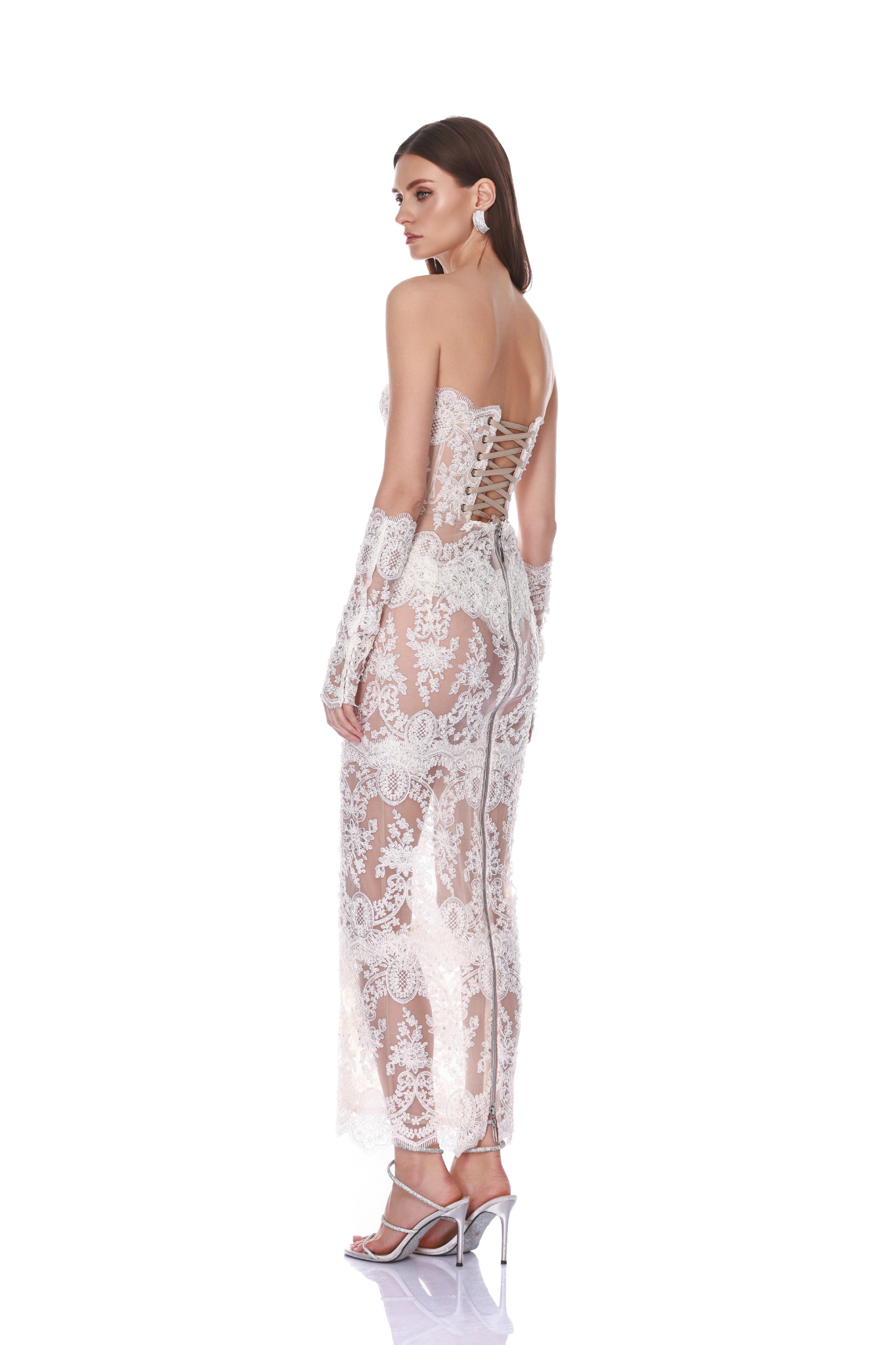 Paris Maraya Blanc Lace Maxi Dress Paris Maraya Blanc Lace Maxi Dress
