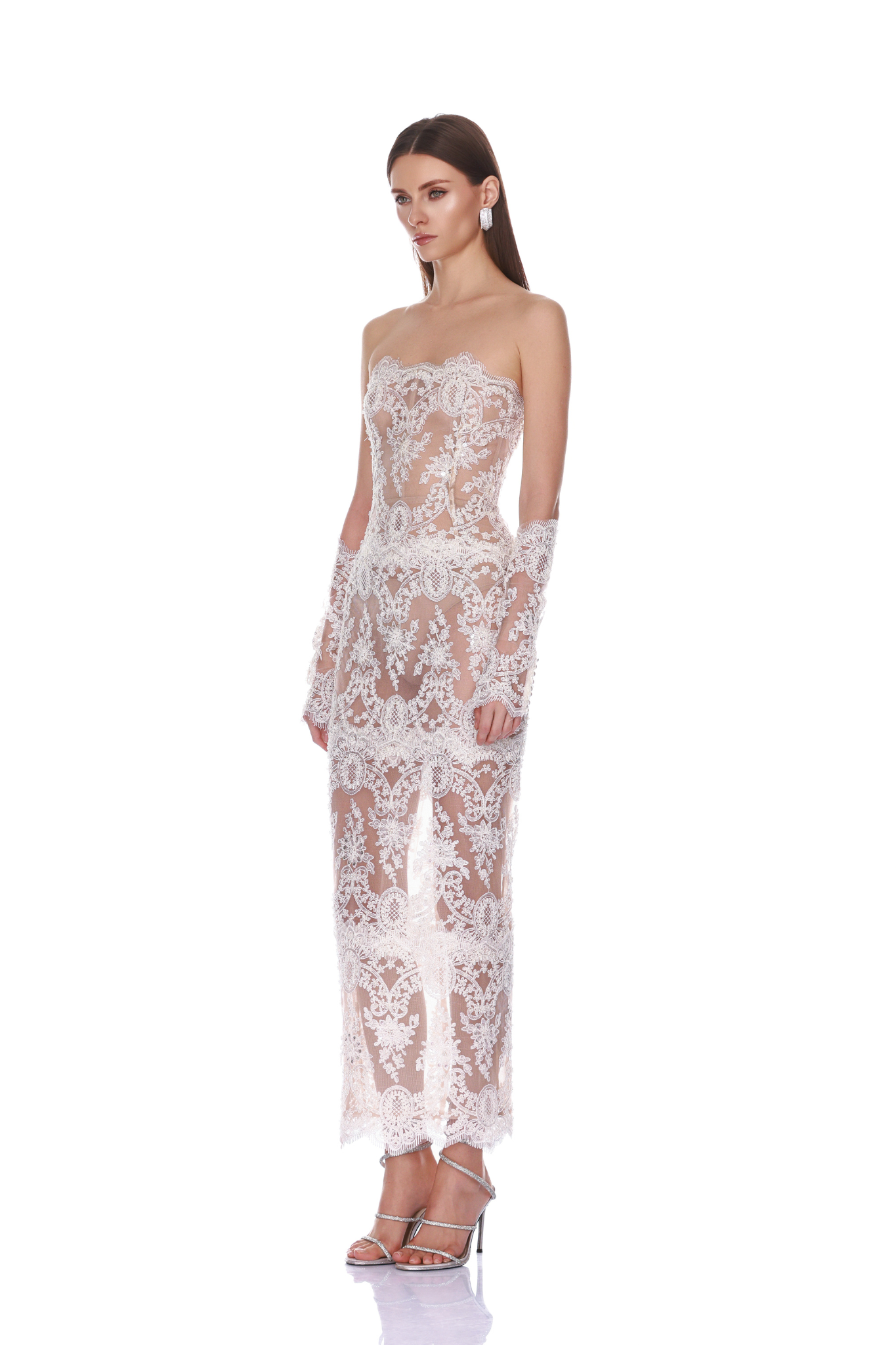 Paris Maraya Blanc Lace Maxi Dress