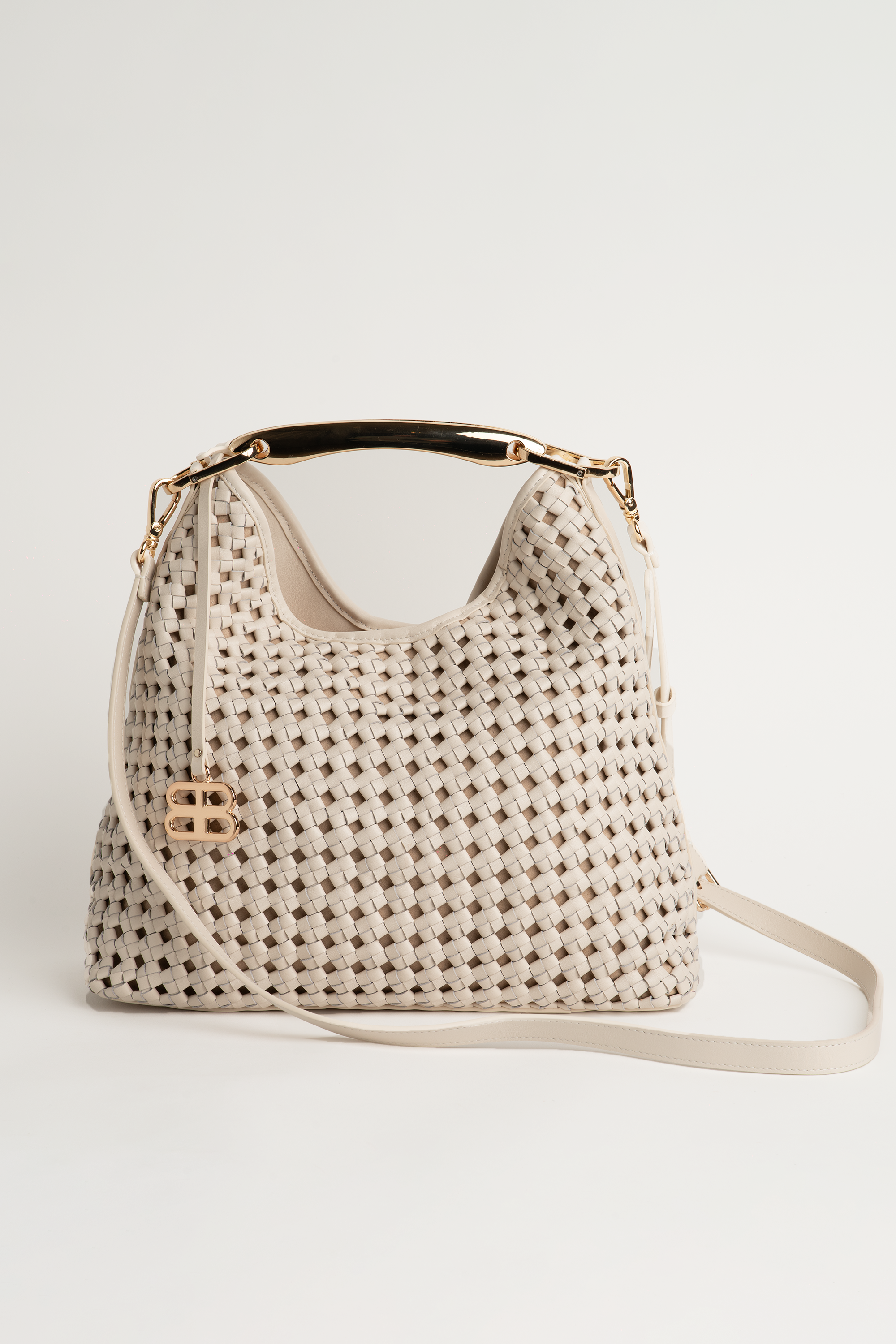Sofia Woven Mini Bag in White Leather