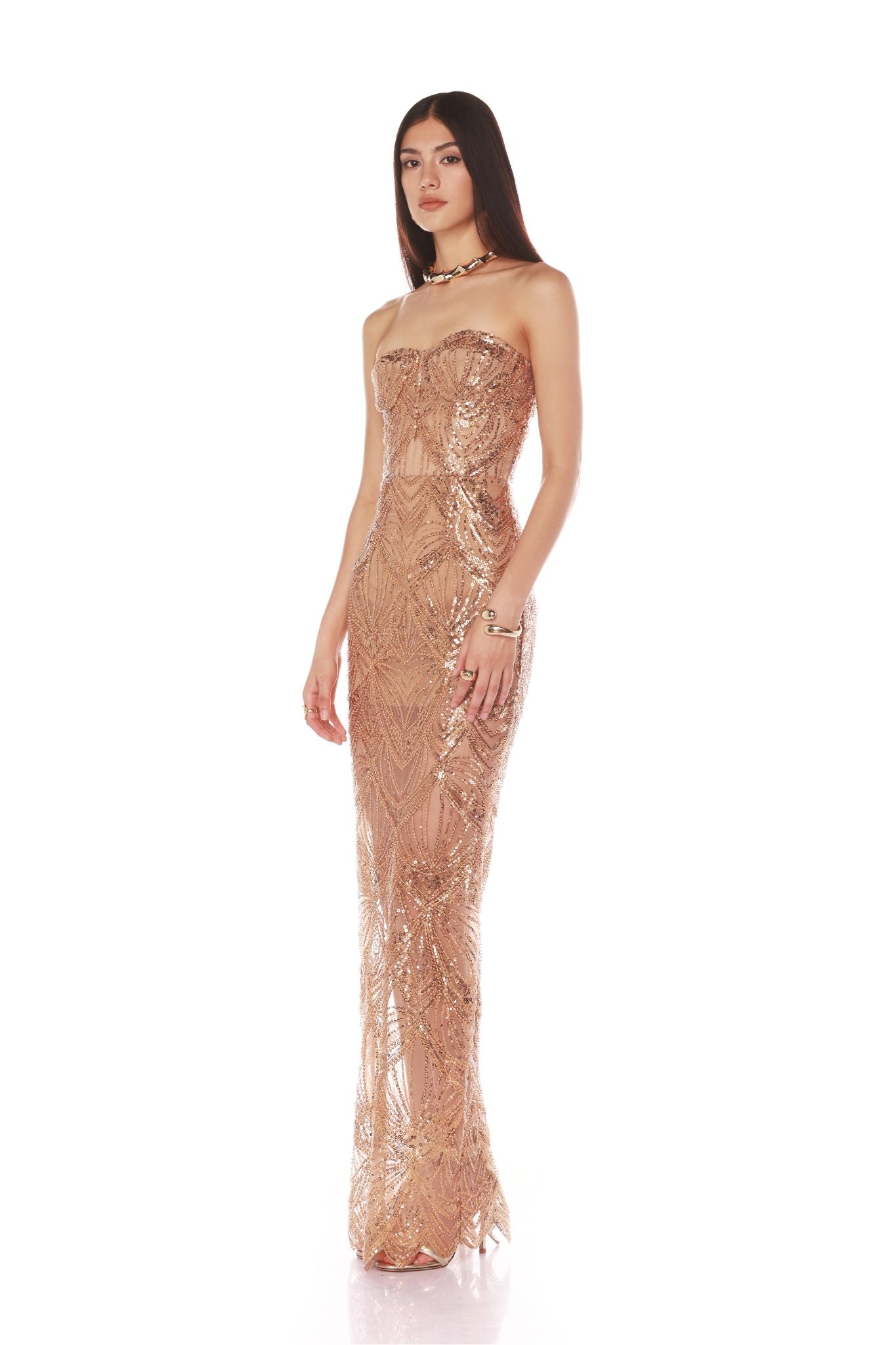 Giselle Gold Maxi Dress