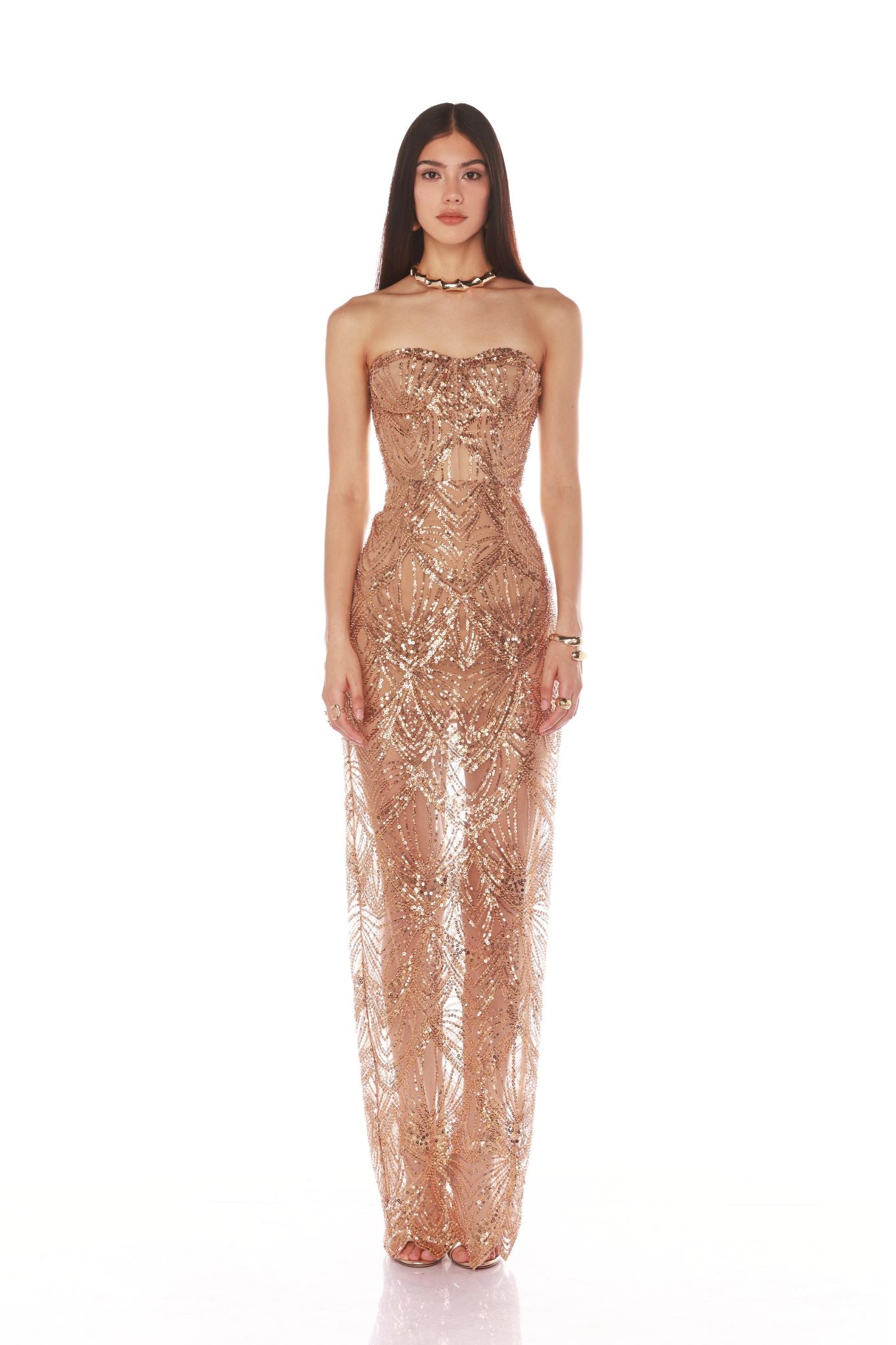 Giselle Gold Maxi Dress