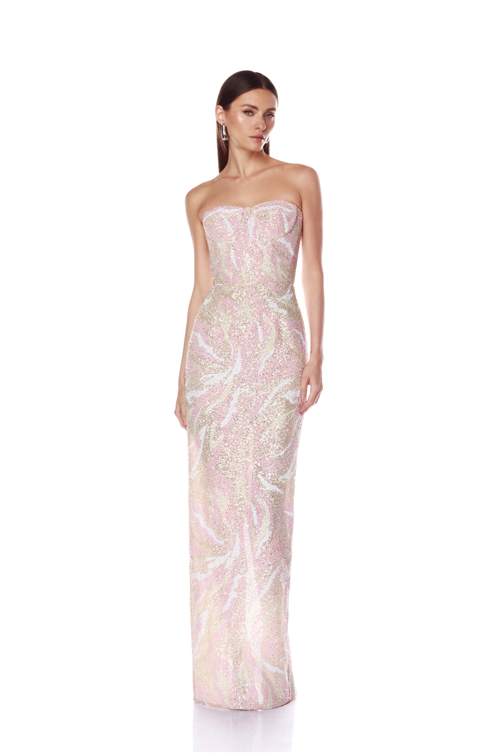 Dahlia Blush Multi Strapless Maxi Dress