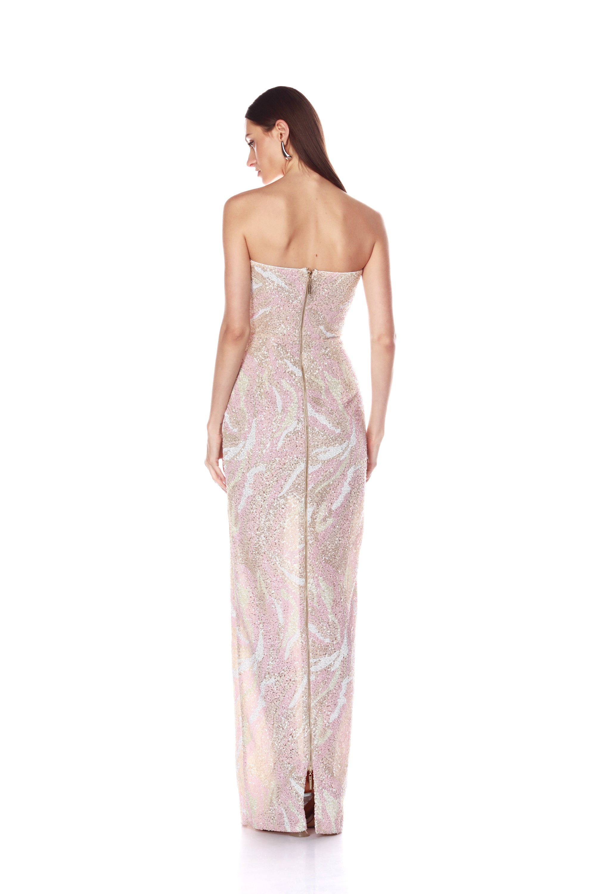 Dahlia Blush Multi Strapless Maxi Dress
