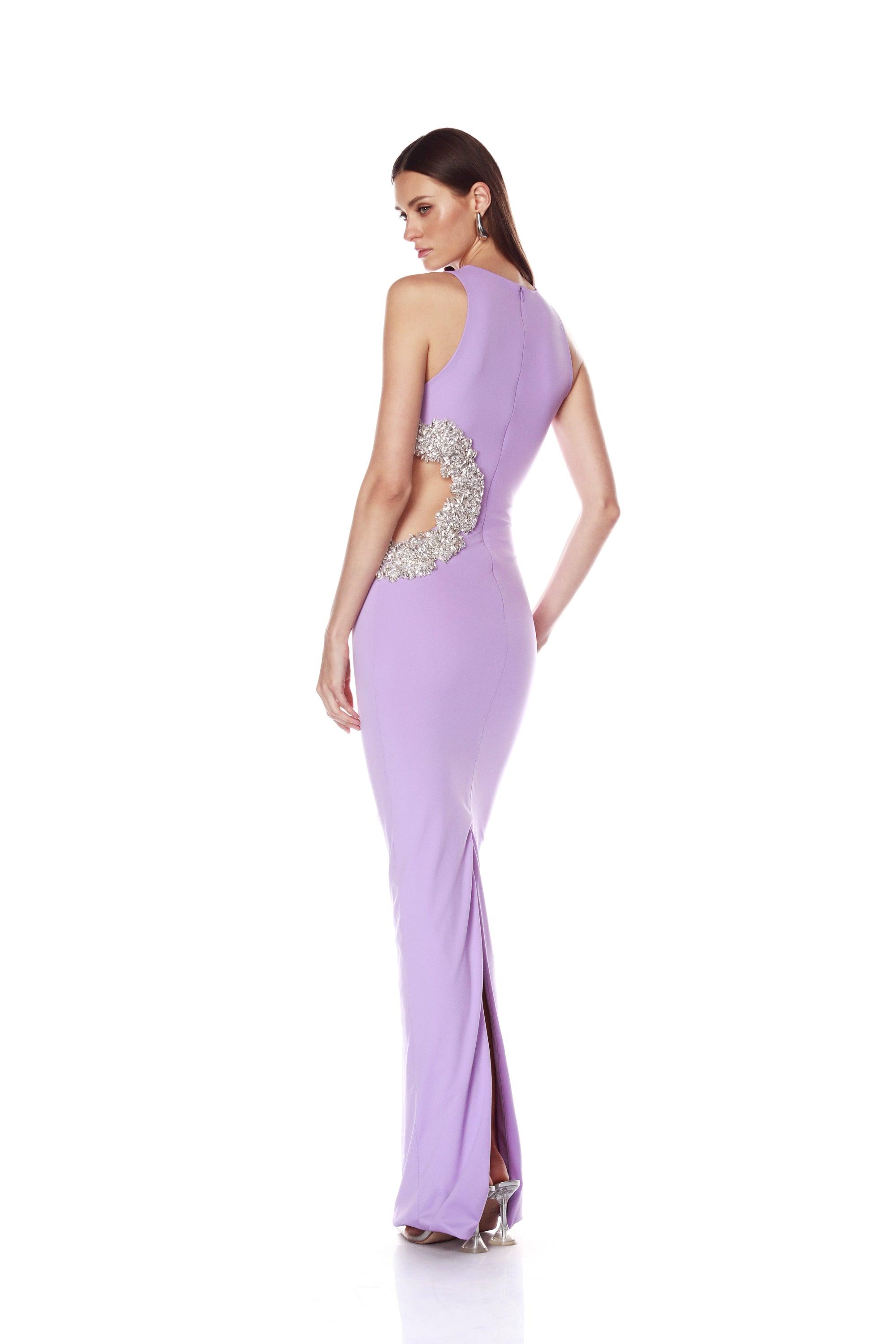 Camila Lilac Rhinestone Cutout Maxi Dress