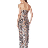 Dahlia Dark Silver Strapless Maxi Dress