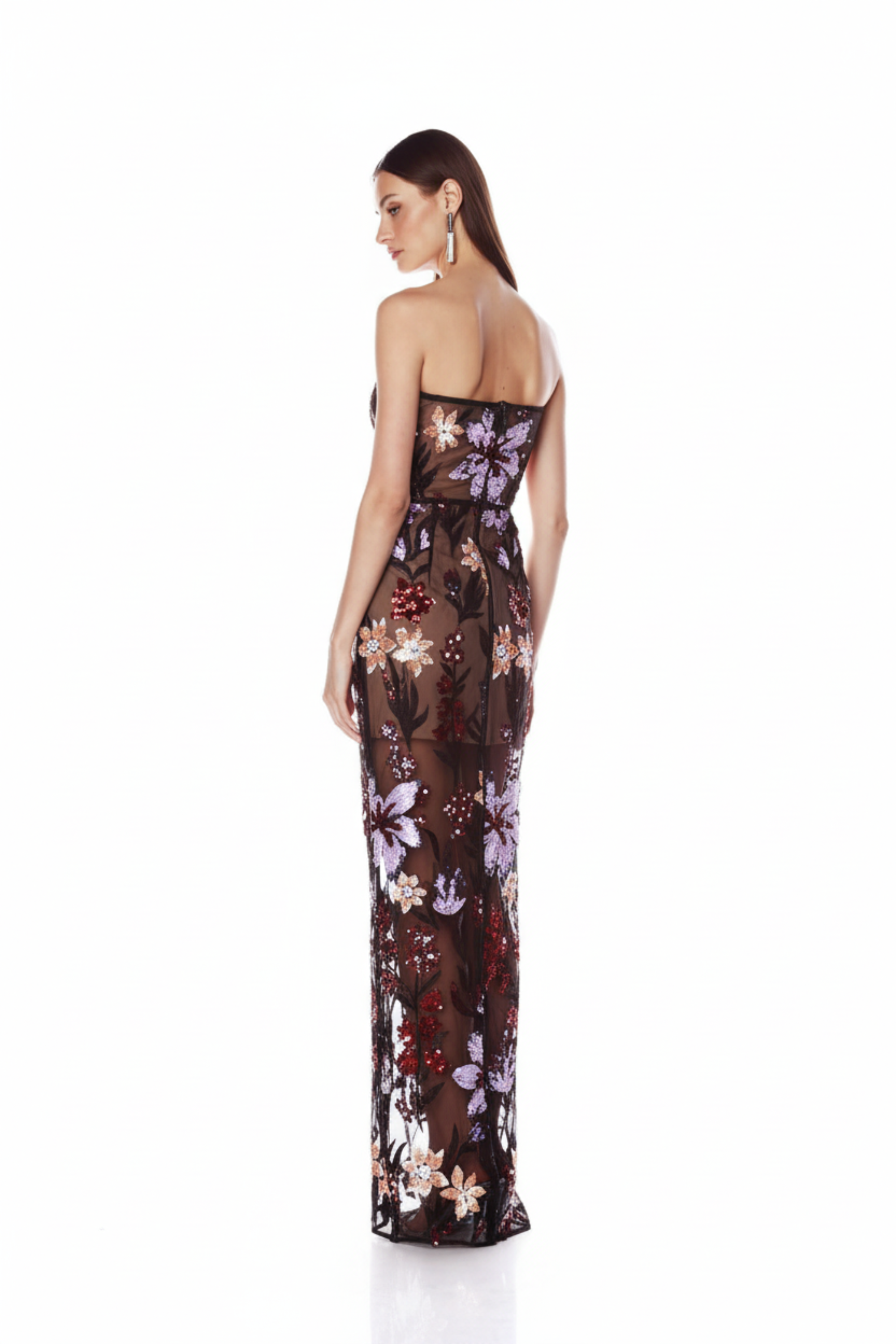 Dahlia Purple Multi Strapless Maxi Dress