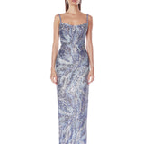 Dahlia Blue Maxi Dress with Straps