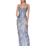 Dahlia Blue Maxi Dress with Straps