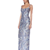 Dahlia Blue Maxi Dress with Straps