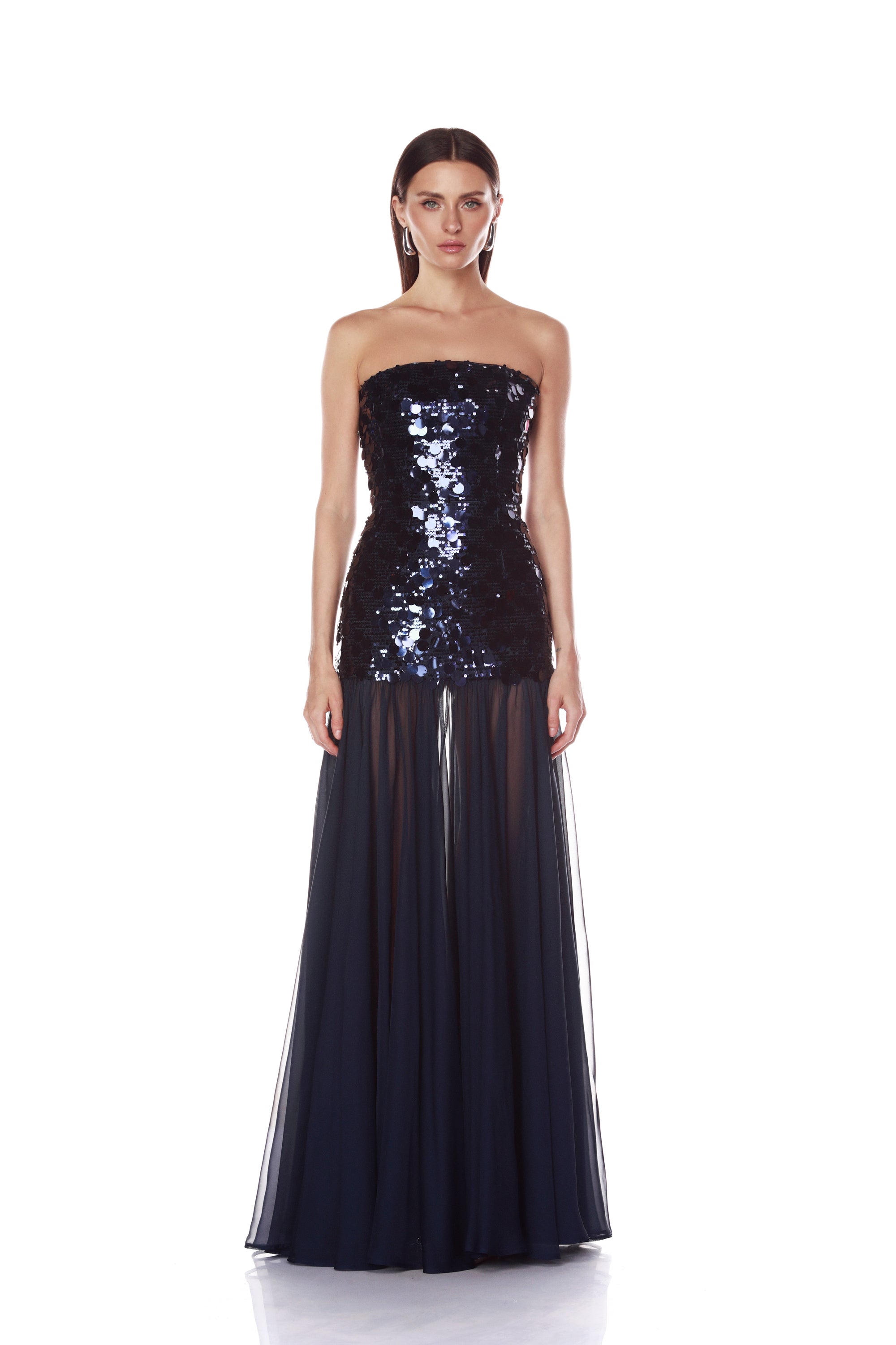 Marni Navy Strapless Maxi Dress