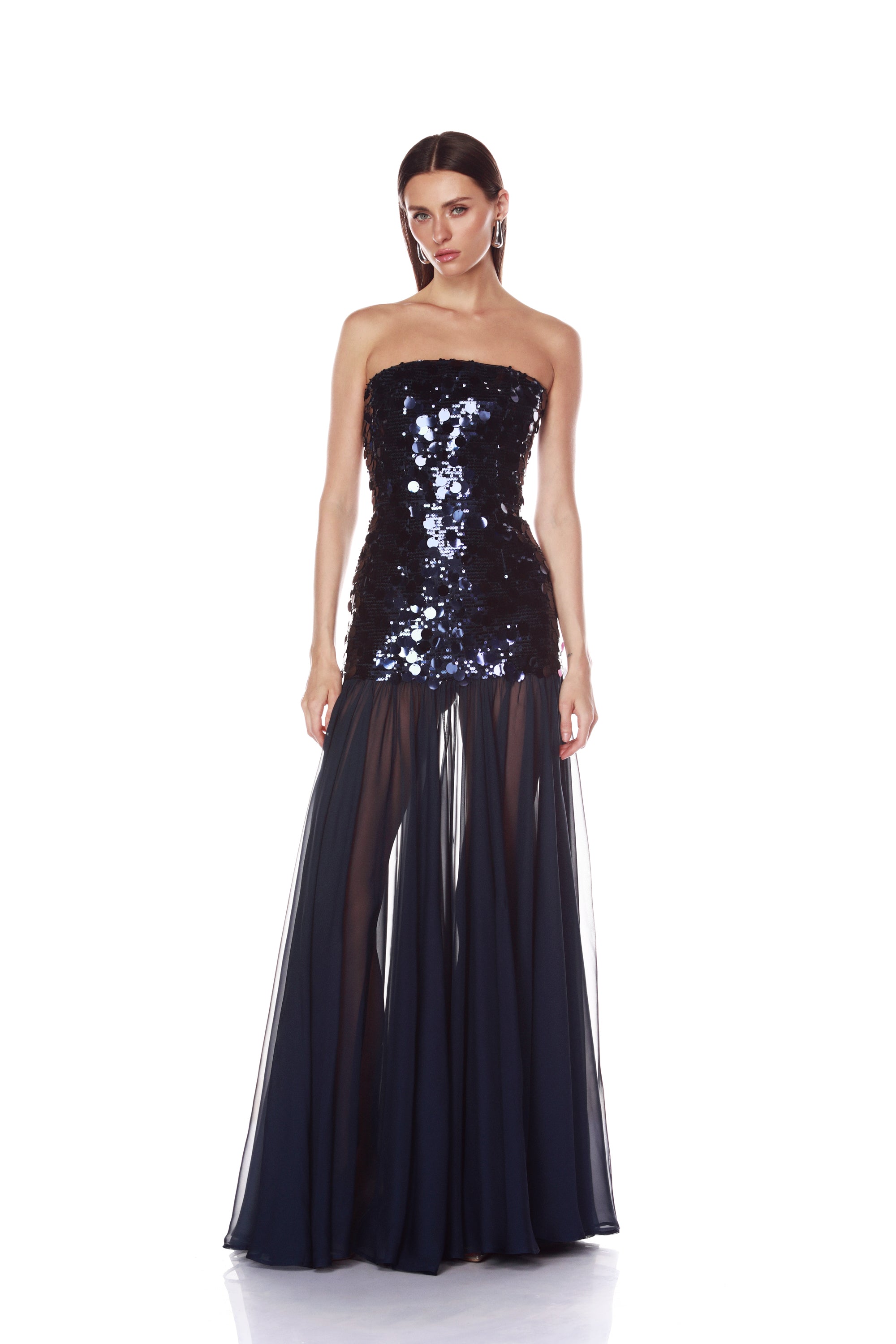 Marni Navy Strapless Maxi Dress