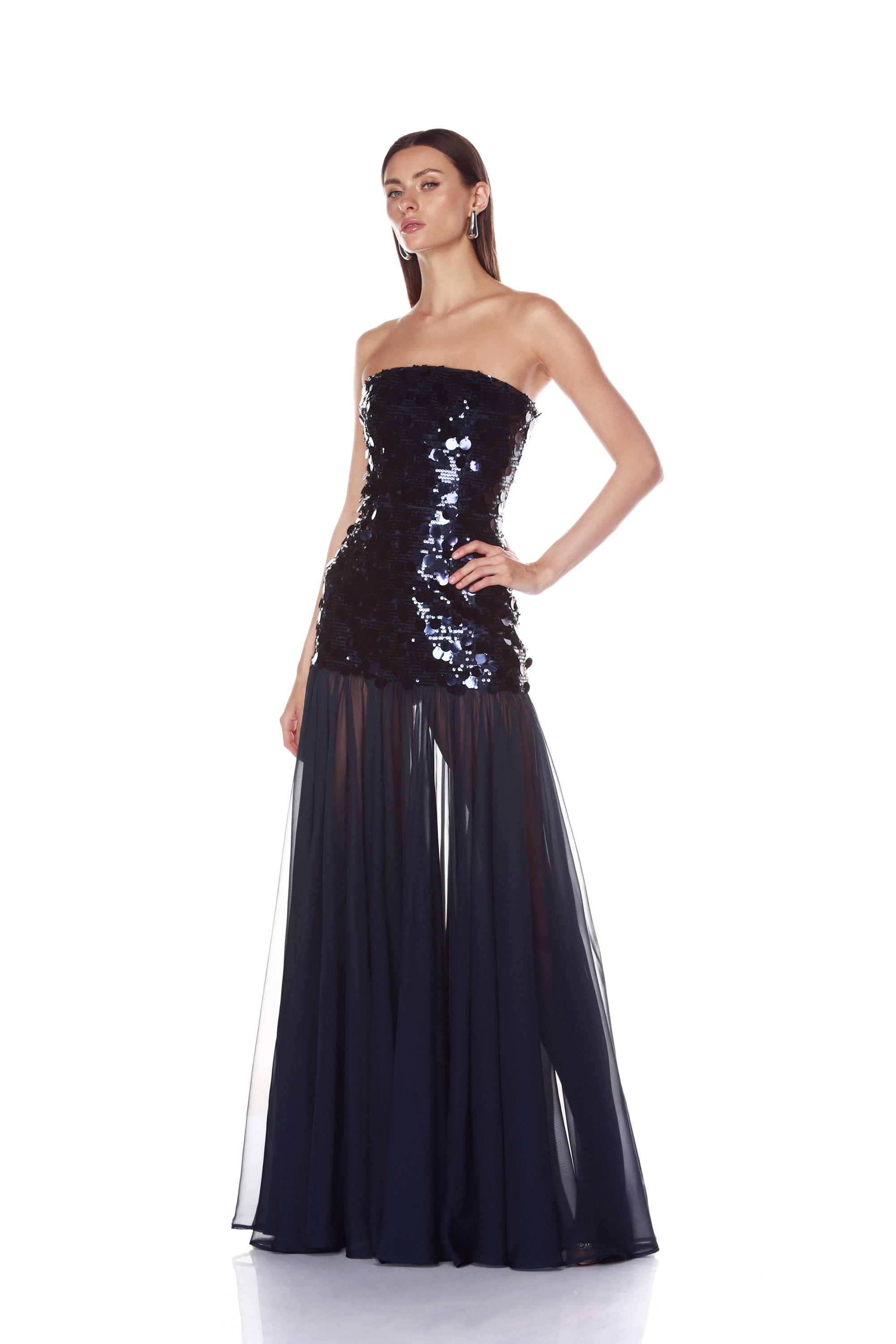 Marni Navy Strapless Maxi Dress