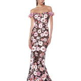 Jasmine Black Multi Off Shoulder Gown