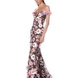 Jasmine Black Multi Off Shoulder Gown