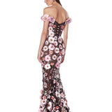 Jasmine Black Multi Off Shoulder Gown