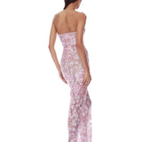 Capri Sequin Dahlia Blush Strapless Maxi Dress