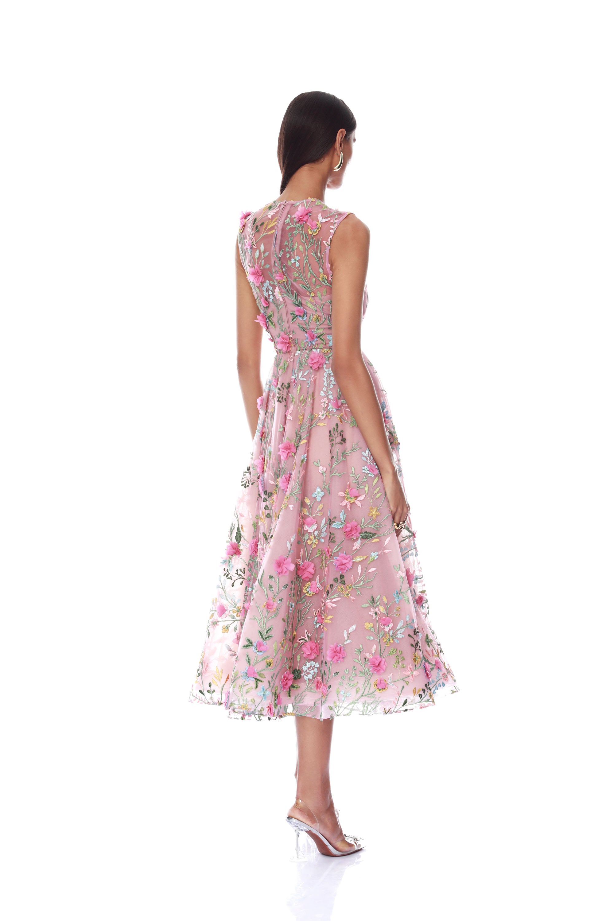 Blossom Saba Embroidered Blush Midi Dress