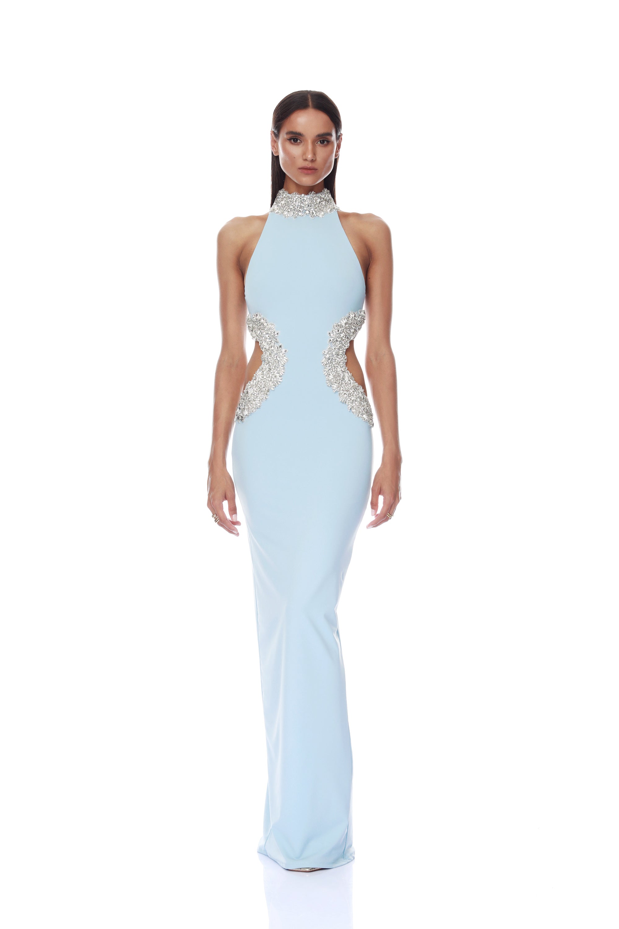Camila Powder Blue Halterneck Cutout Maxi Dress Camila Powder Blue Halterneck Cutout Maxi Dress