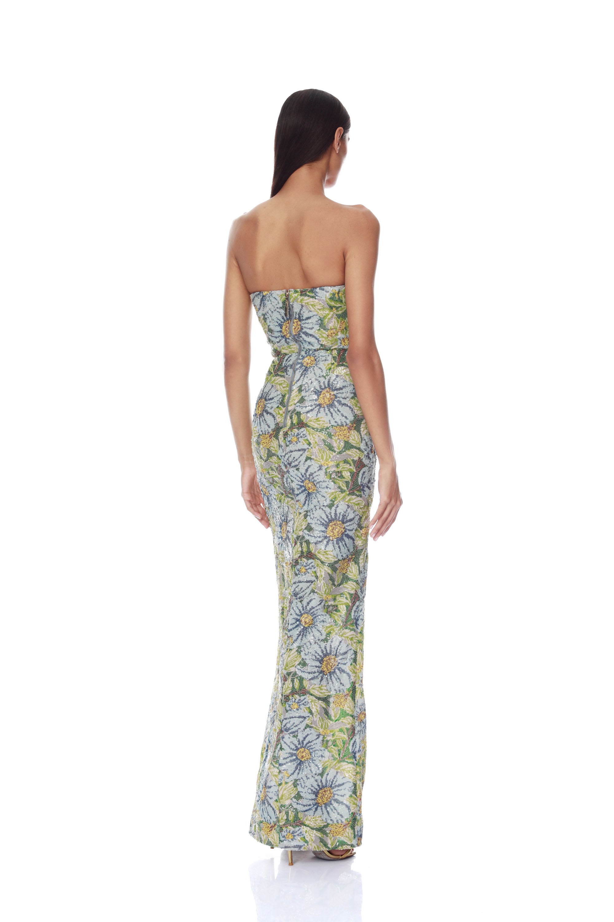 Valentina Paillette Yellow Multi Veronica Maxi Dress